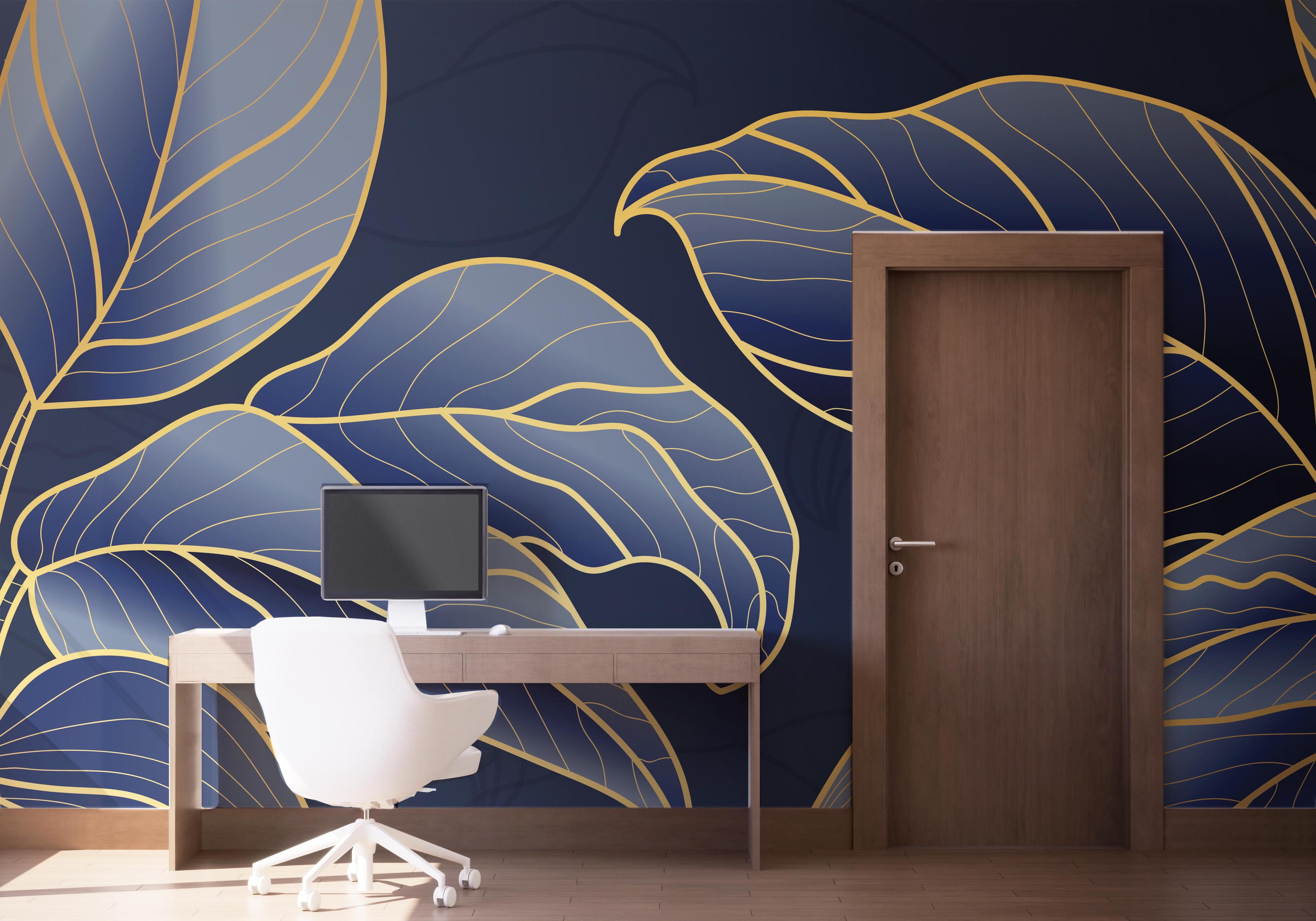 Fototapet Blue Line Art mockup 1