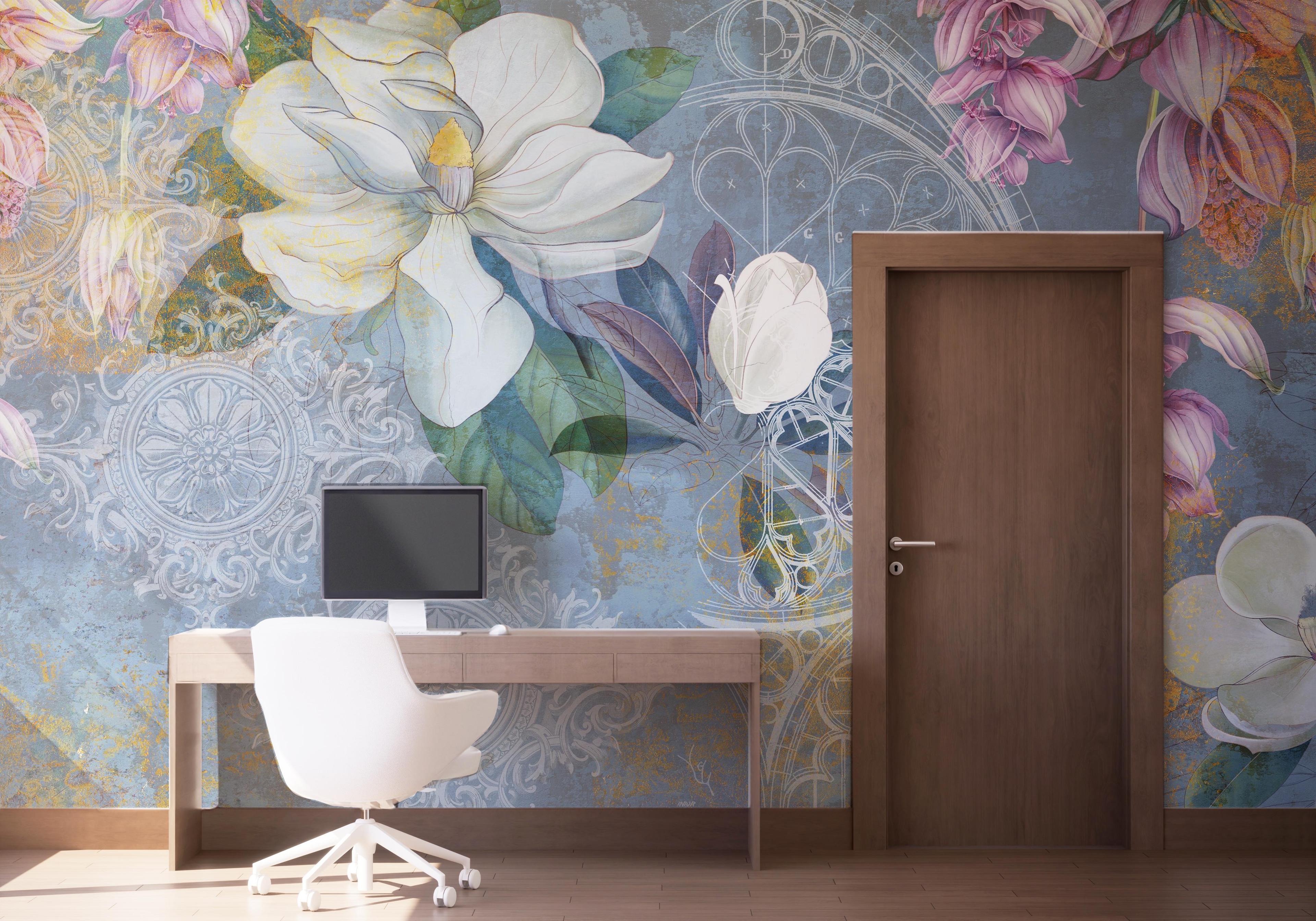 Fototapet Blue Rosette mockup 1