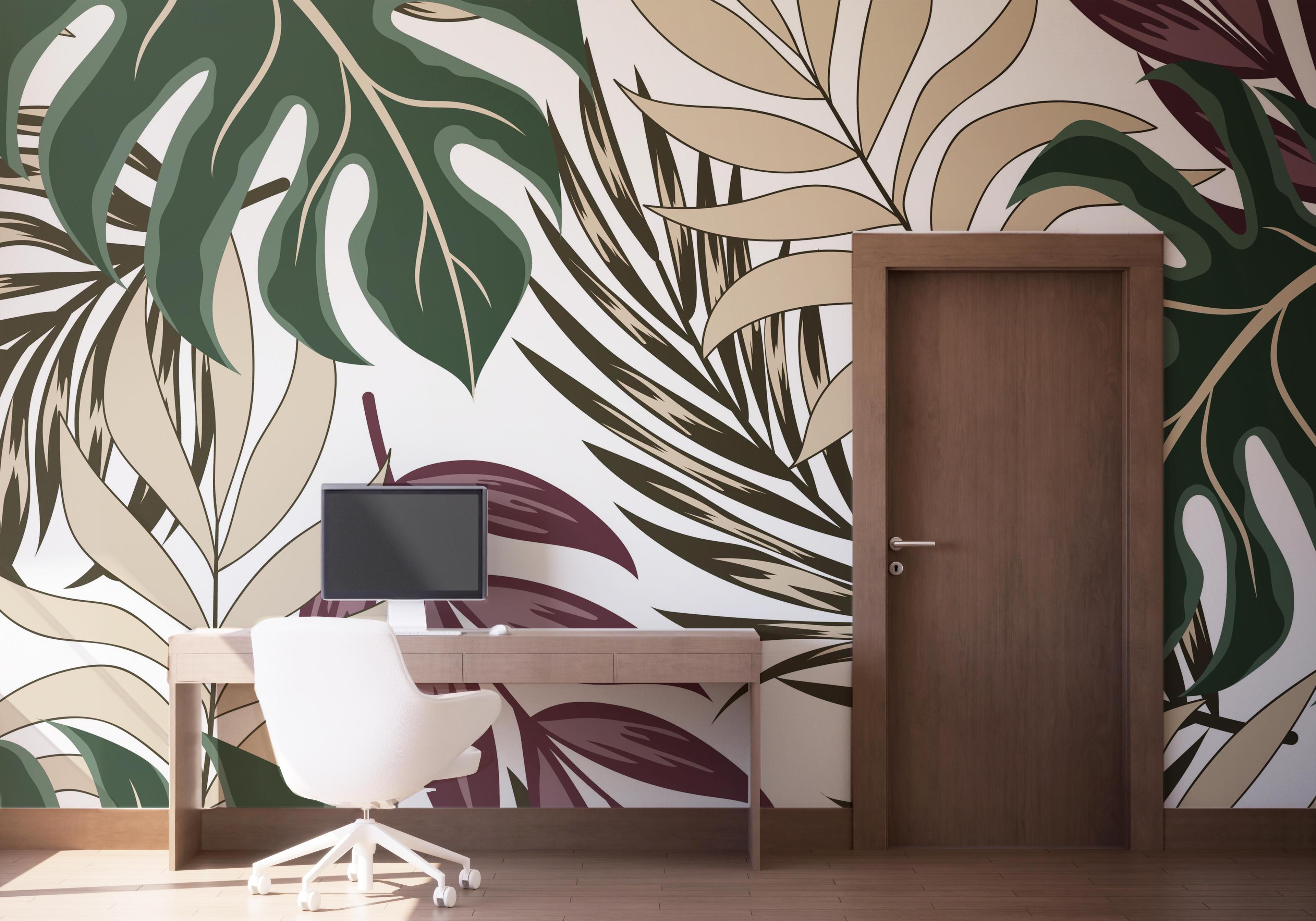 Fototapet Burgundy Green Leaf mockup 1