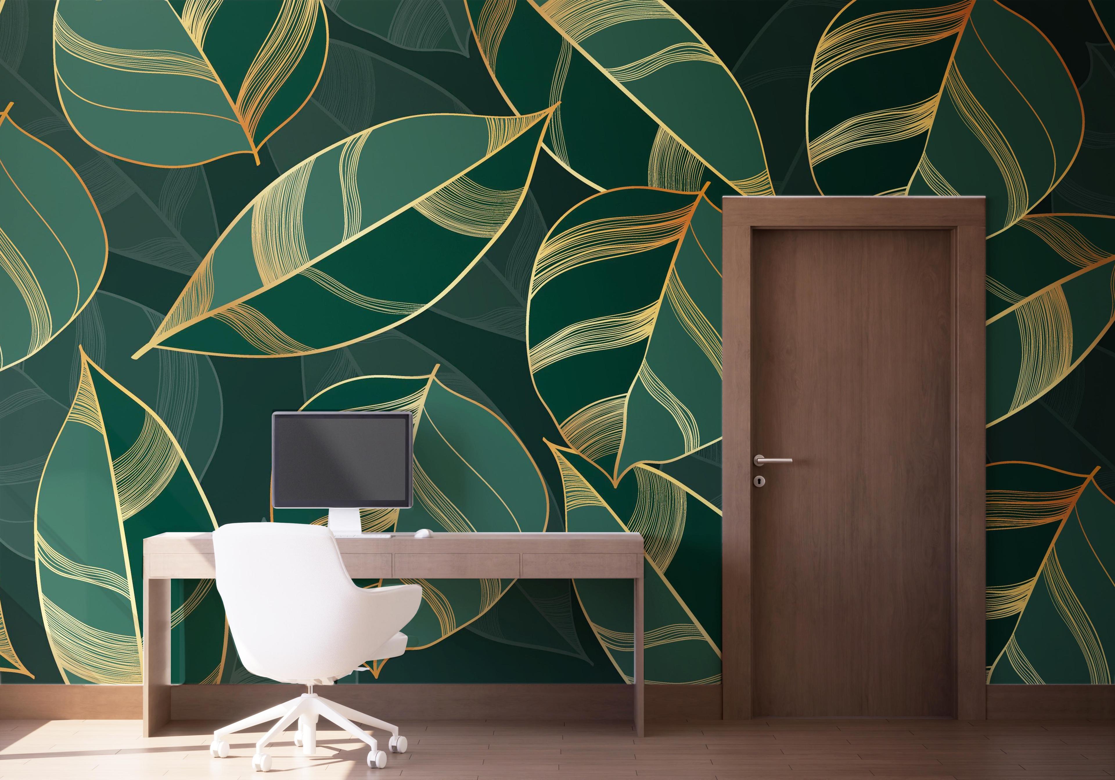 Fototapet Circle Green Leaves mockup 1