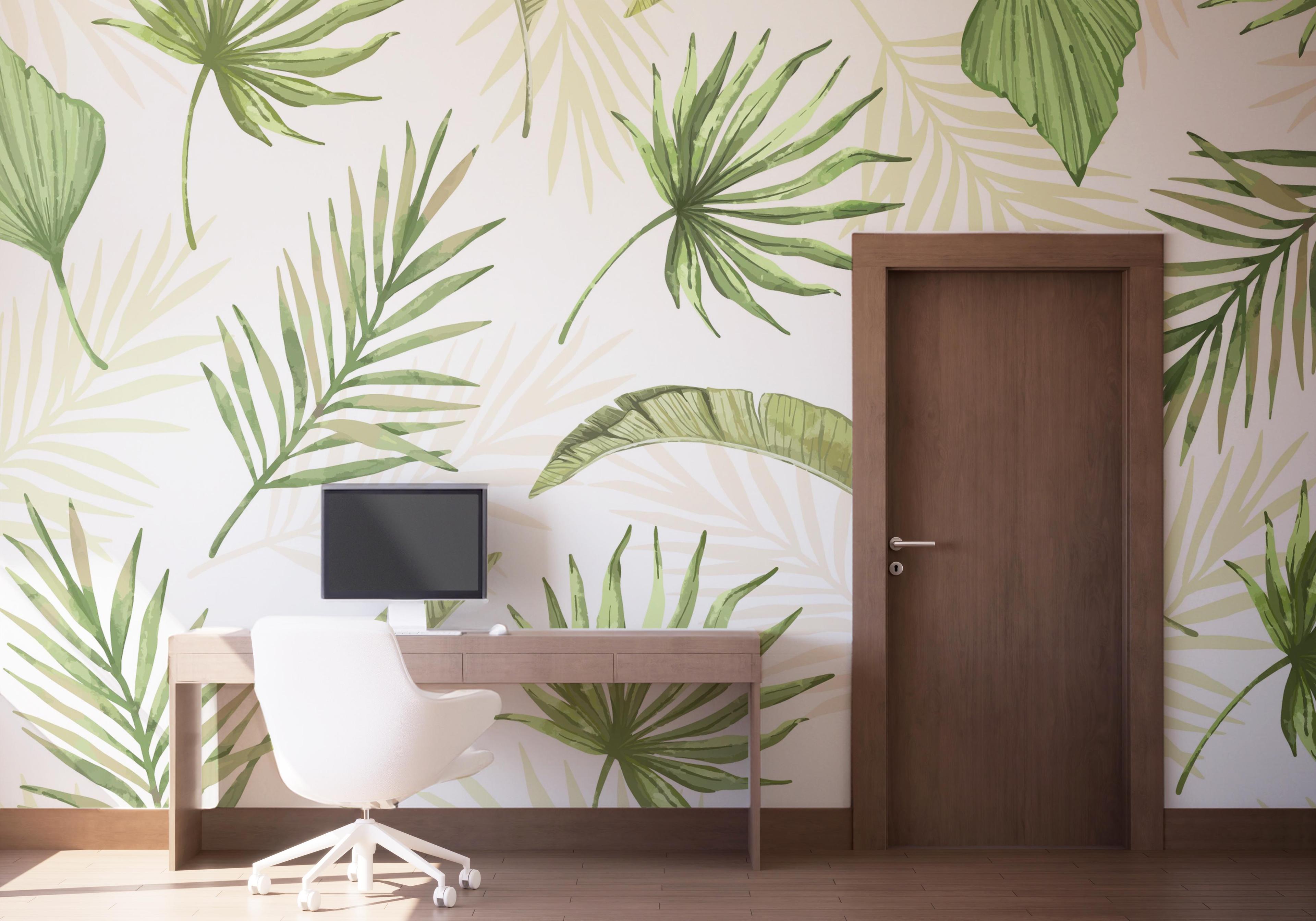 Fototapet Floating Green Leaves mockup 1