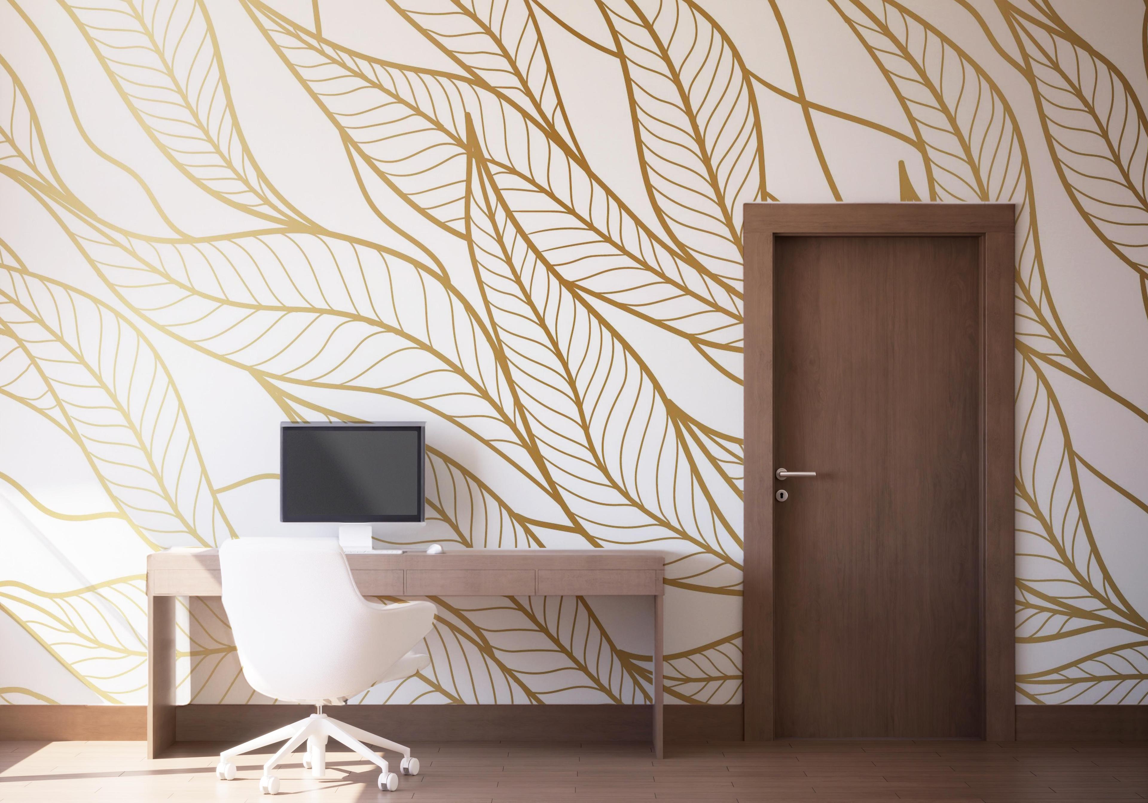 Fototapet Flying Gold Leaves mockup 1