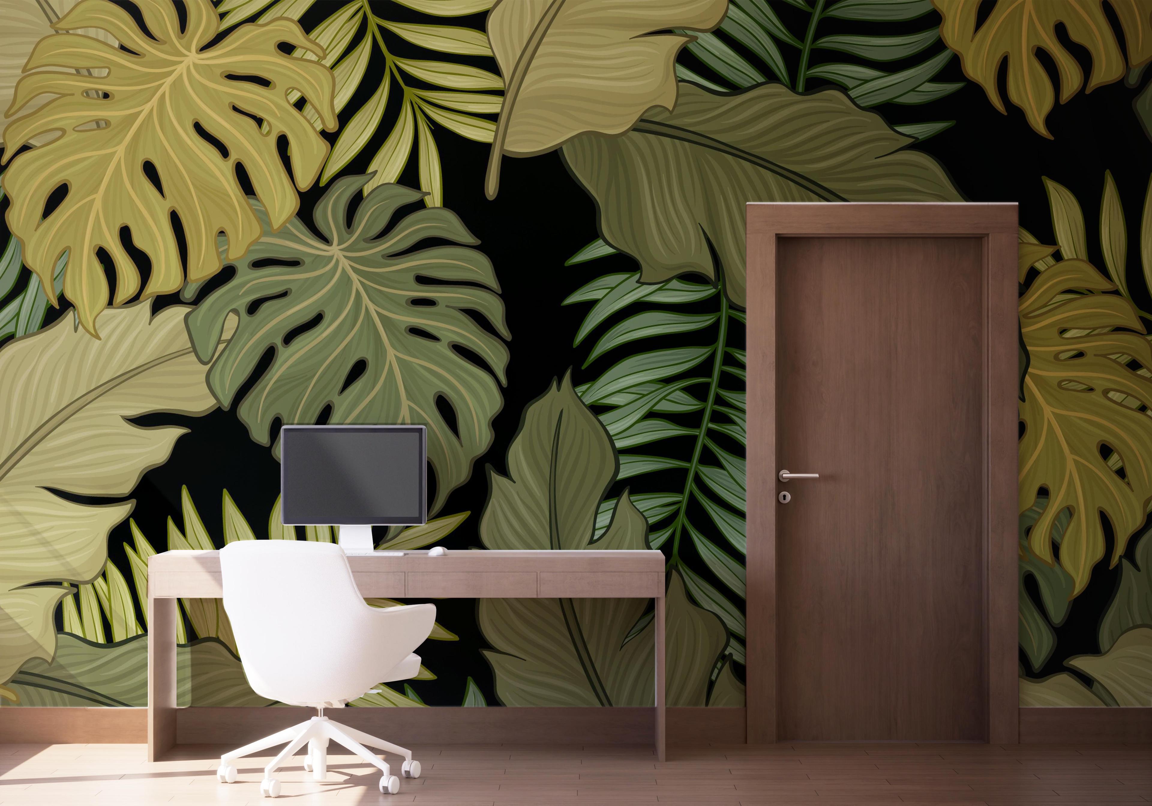 Fototapet Green Brown Leaves mockup 1