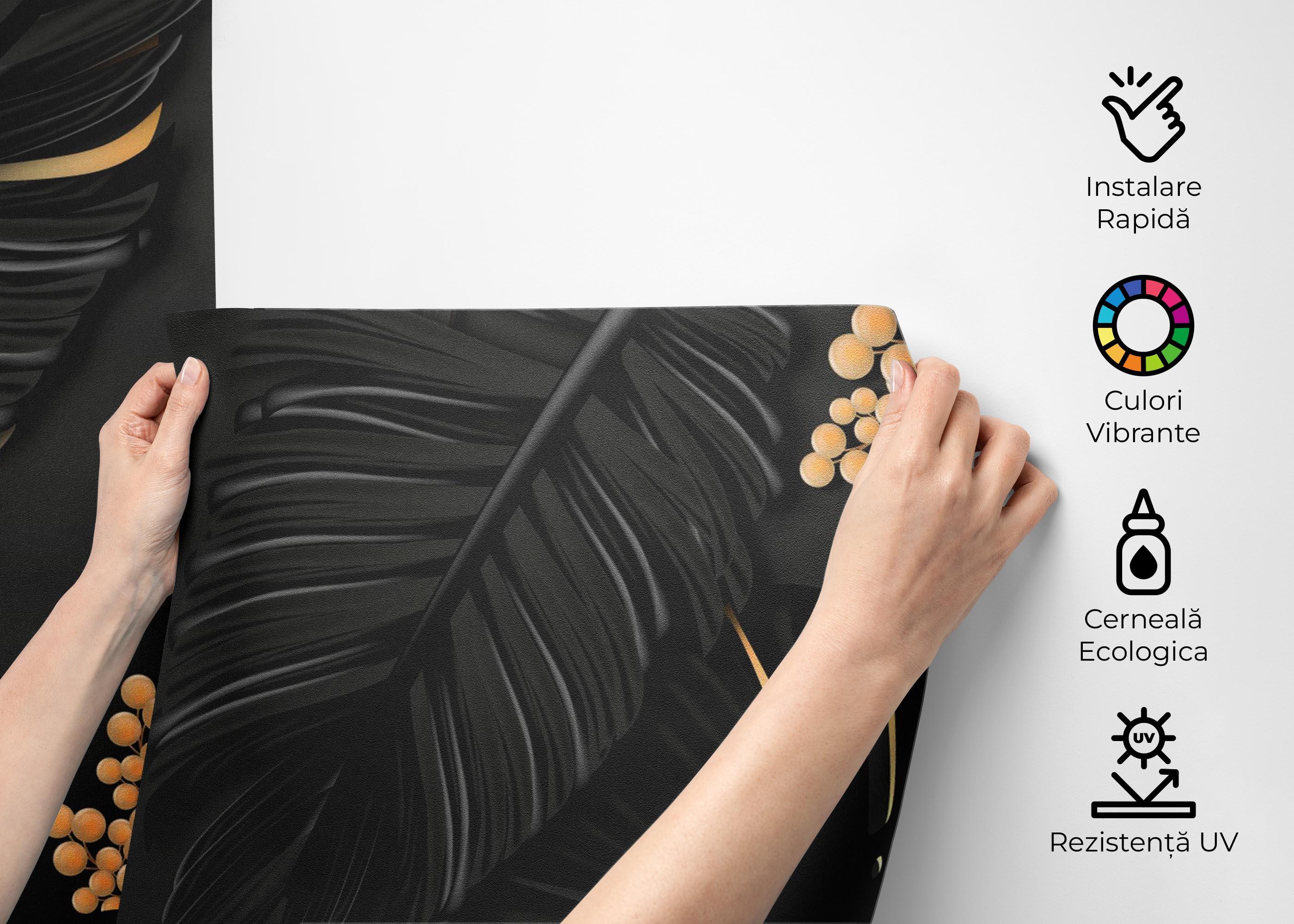 Fototapet Black Gold Leaf Art mockup 2