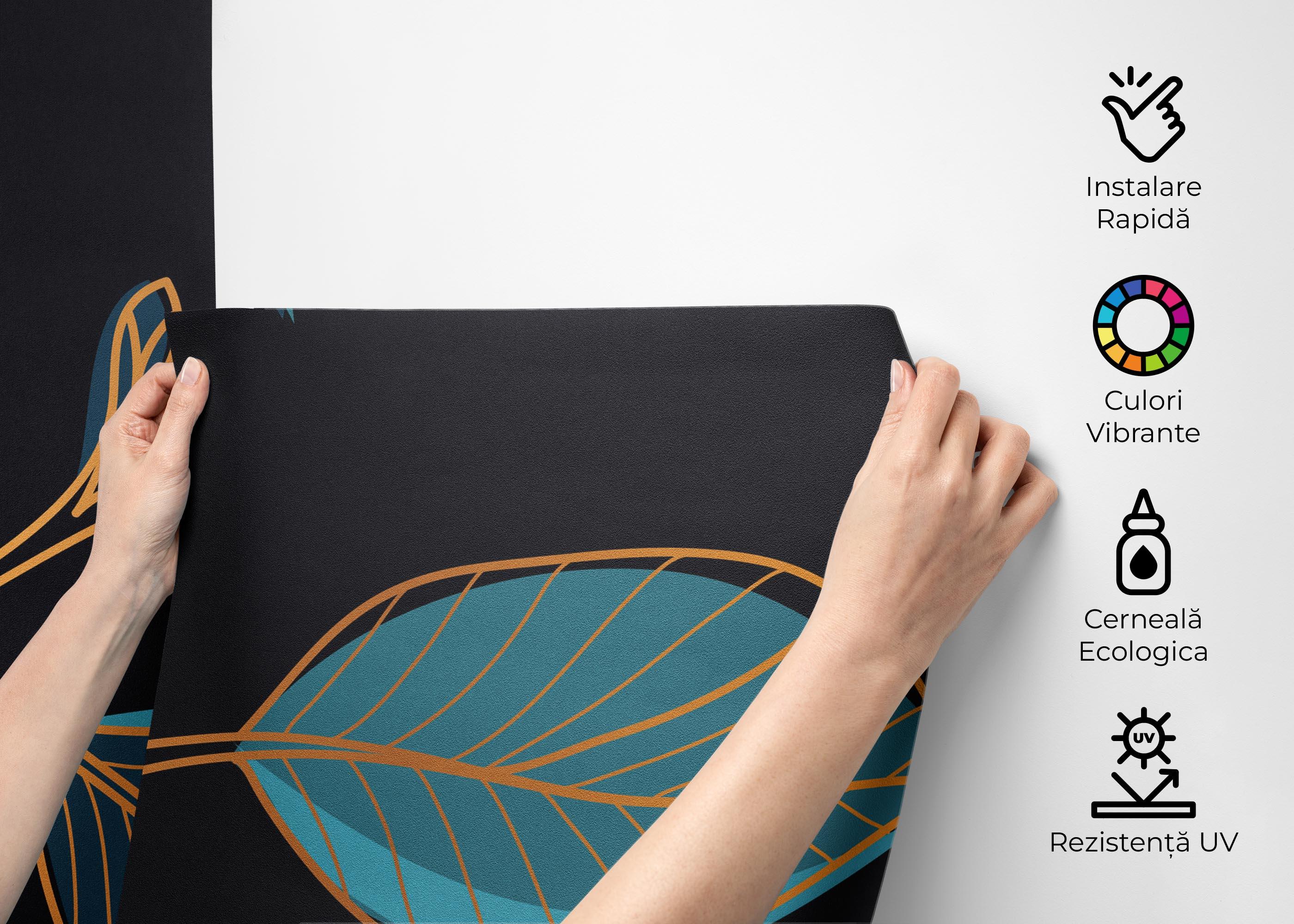 Fototapet Blue Shades Leaves mockup 2