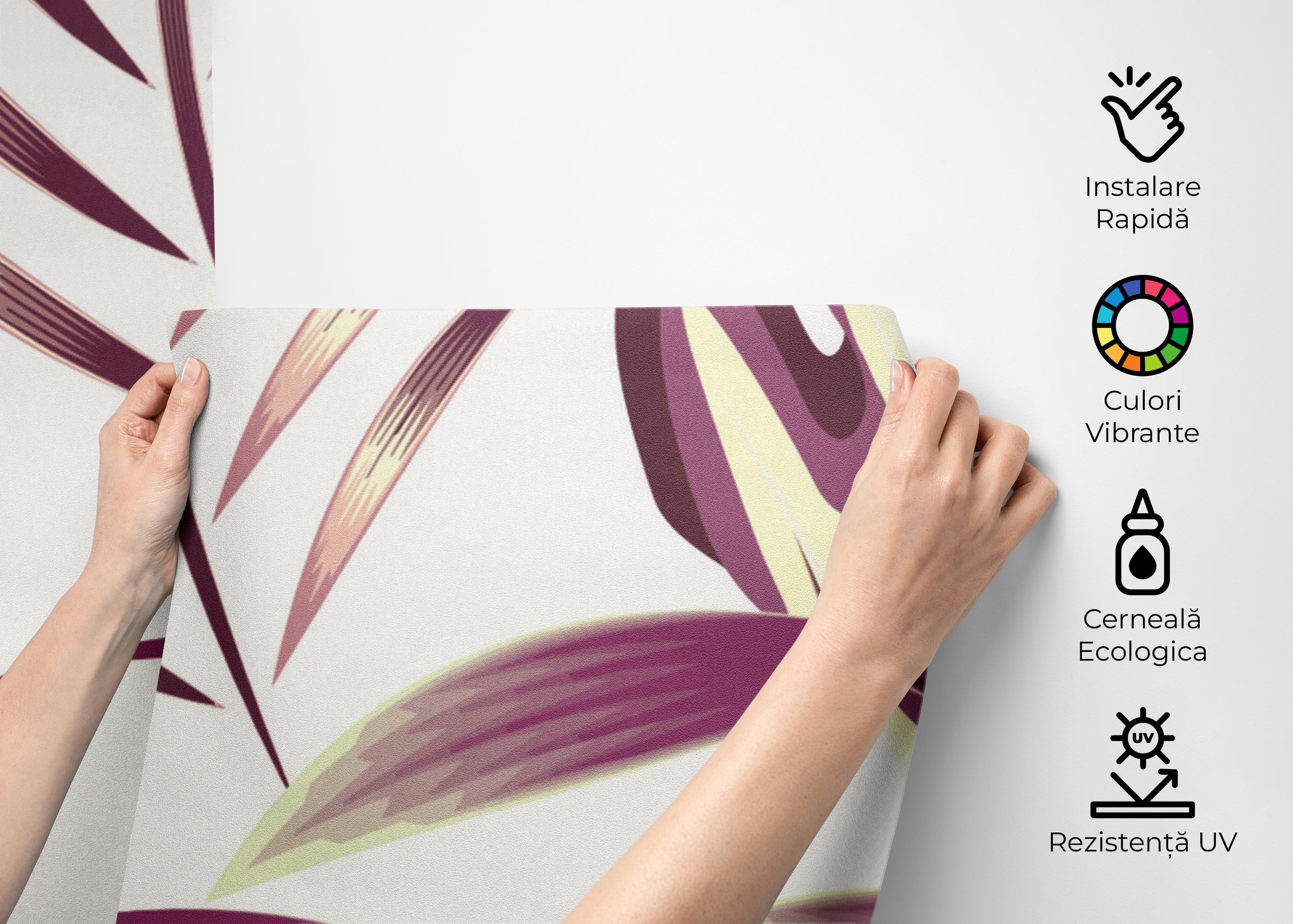 Fototapet Cream Purple Leaves mockup 2