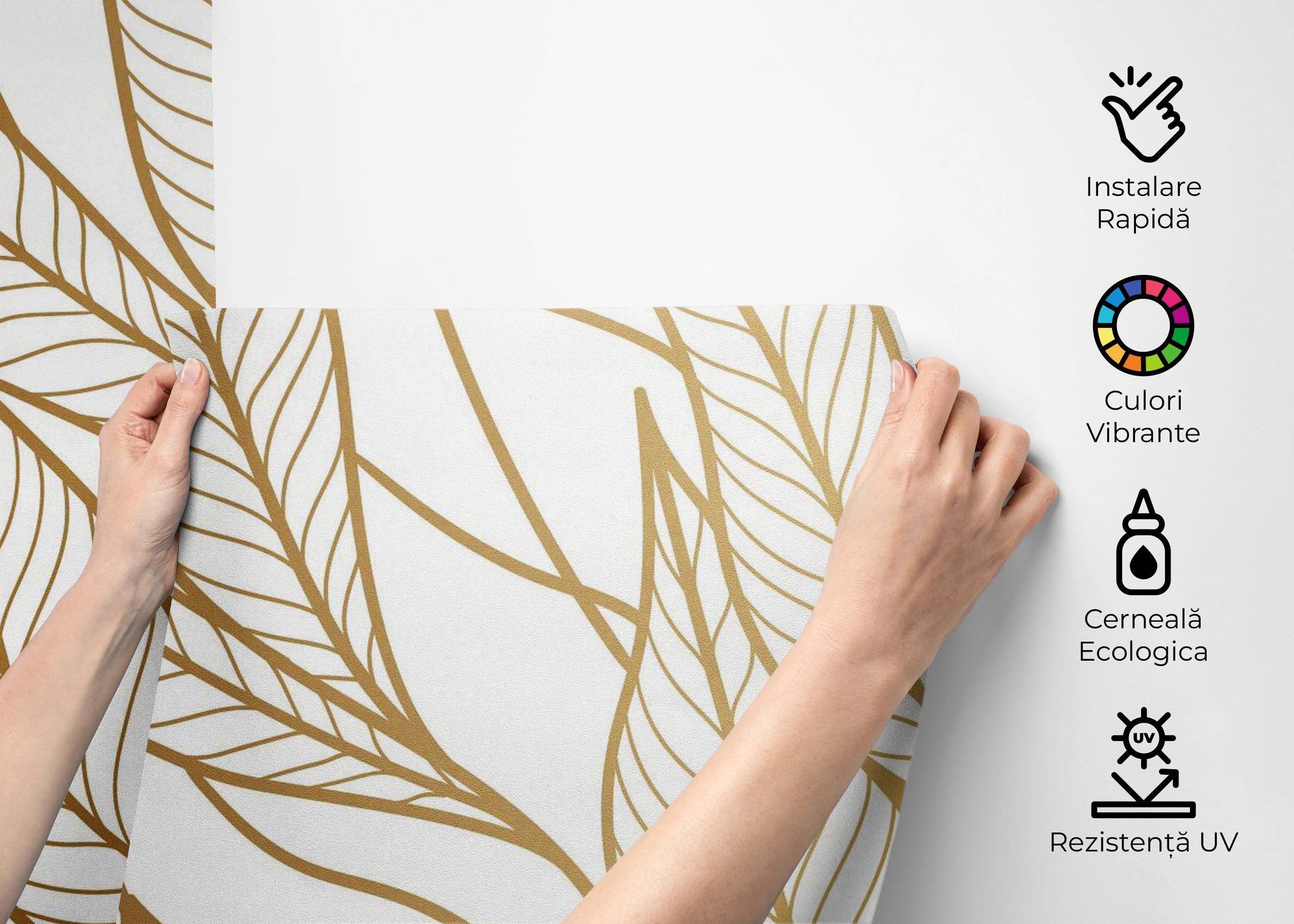 Fototapet Flying Gold Leaves mockup 2