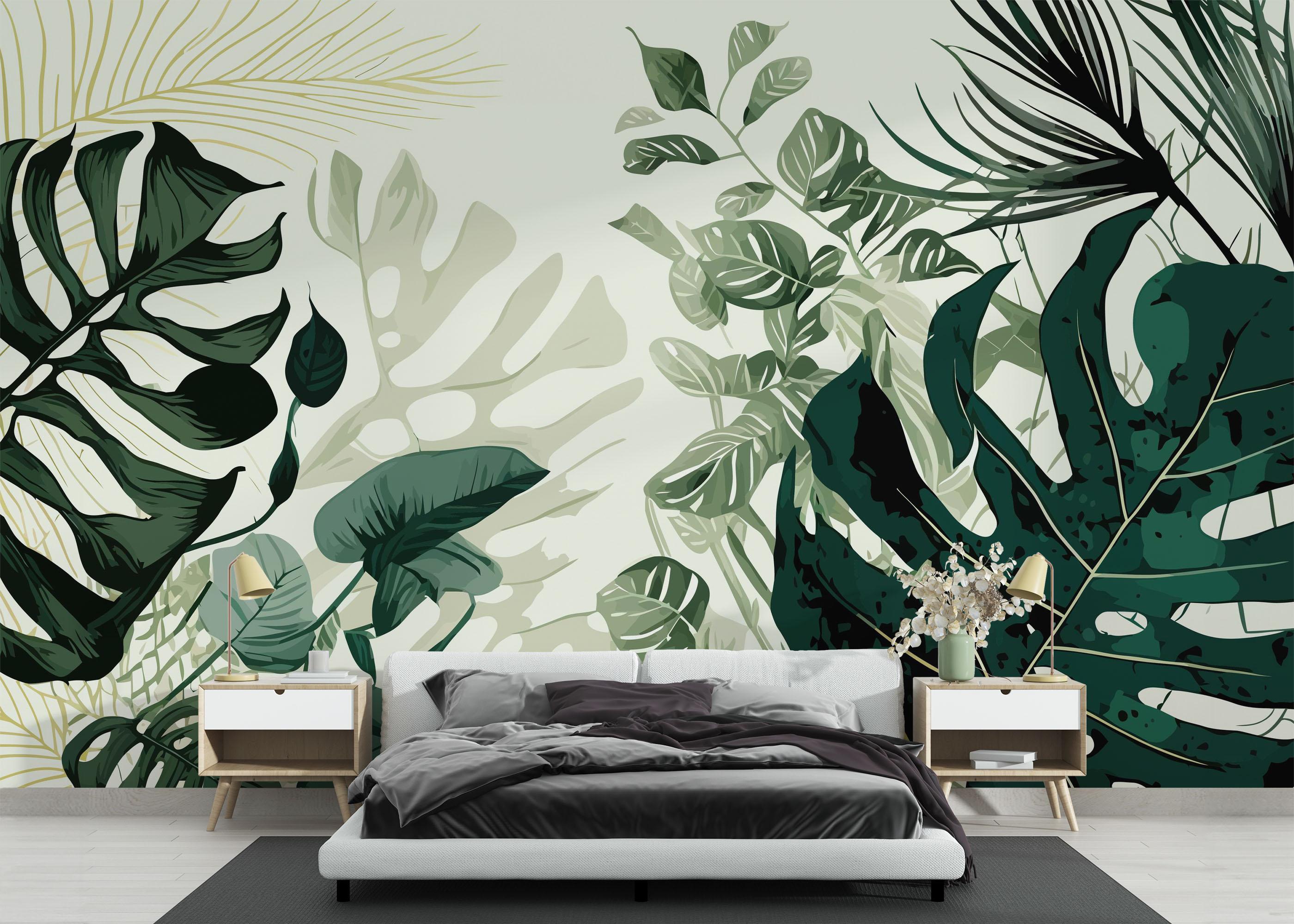 Fototapet Big Green Leaves mockup 3