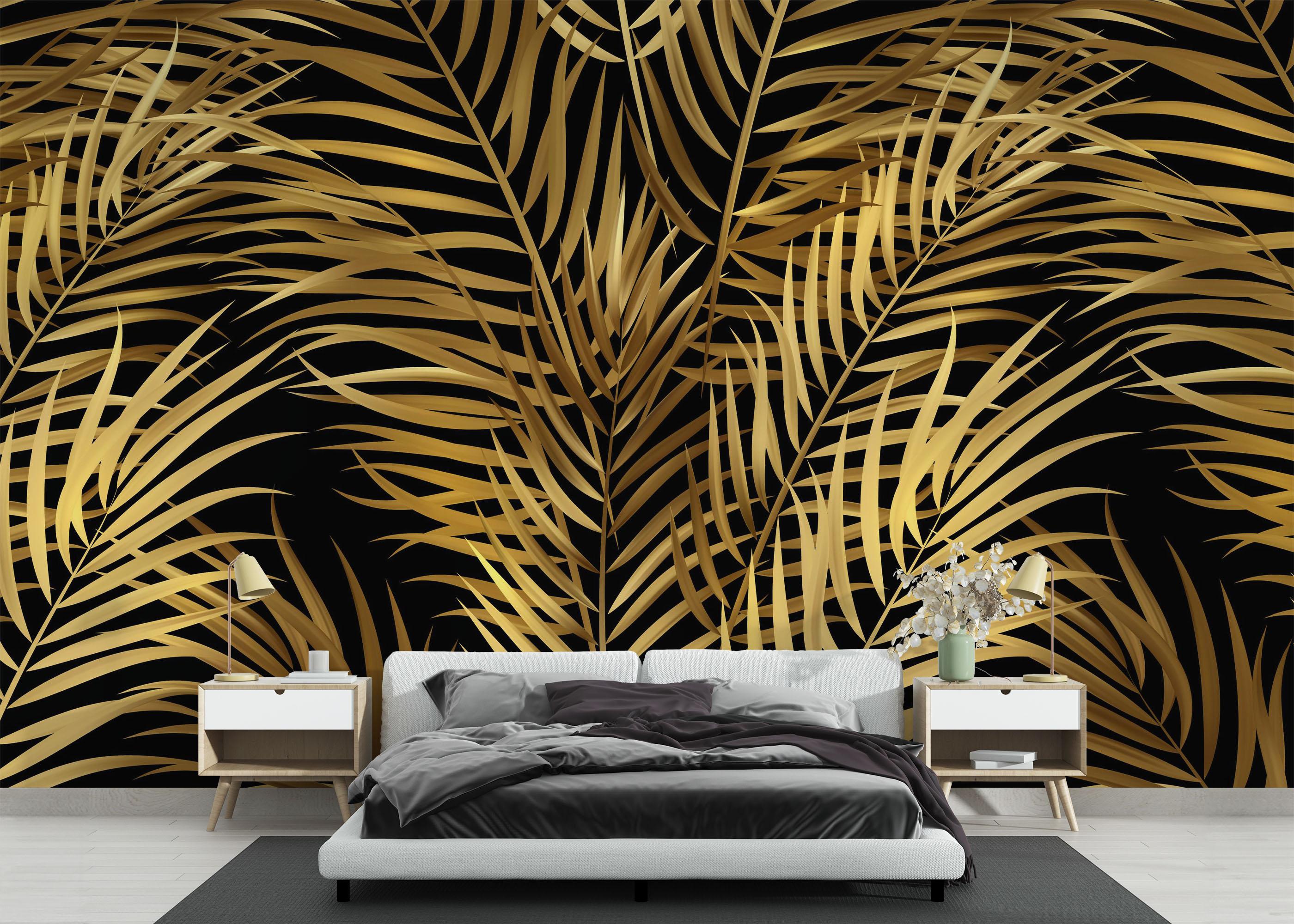 Fototapet Black Yellow Leaves mockup 3