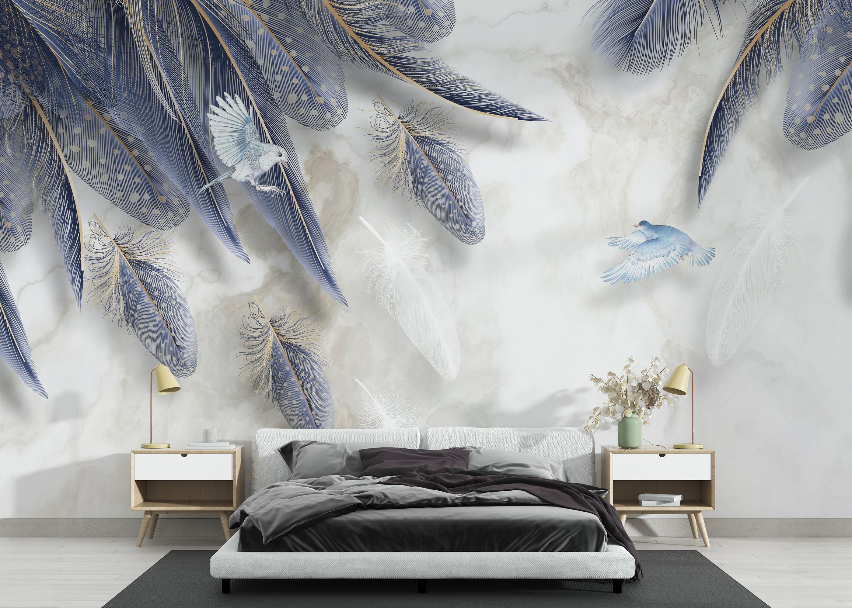 Fototapet Blue Feather mockup 3