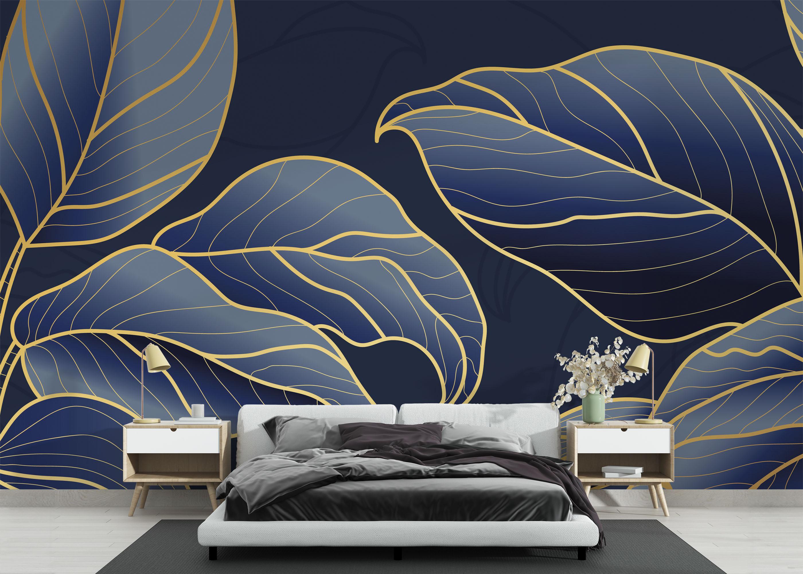 Fototapet Blue Line Art mockup 3