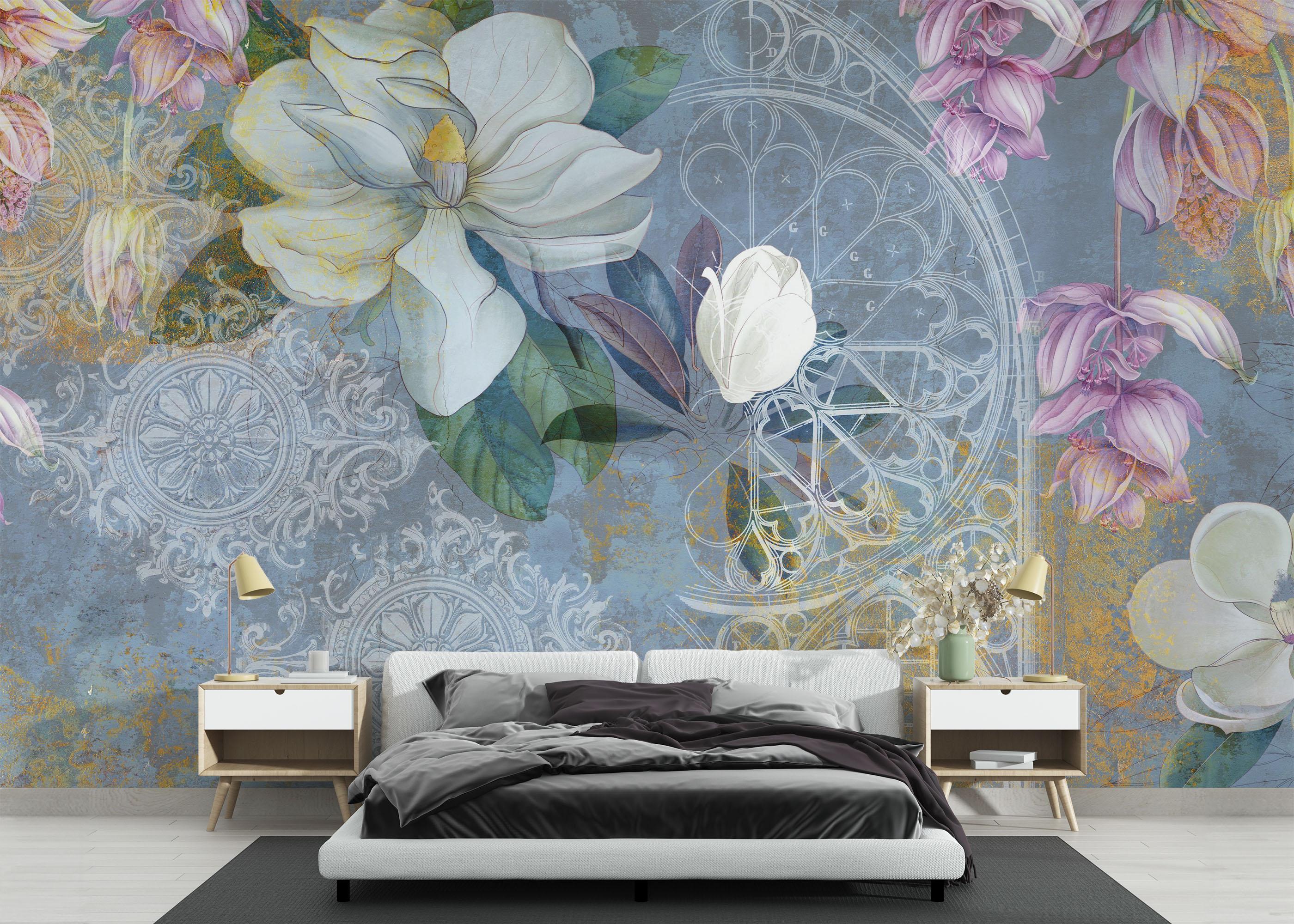 Fototapet Blue Rosette mockup 3