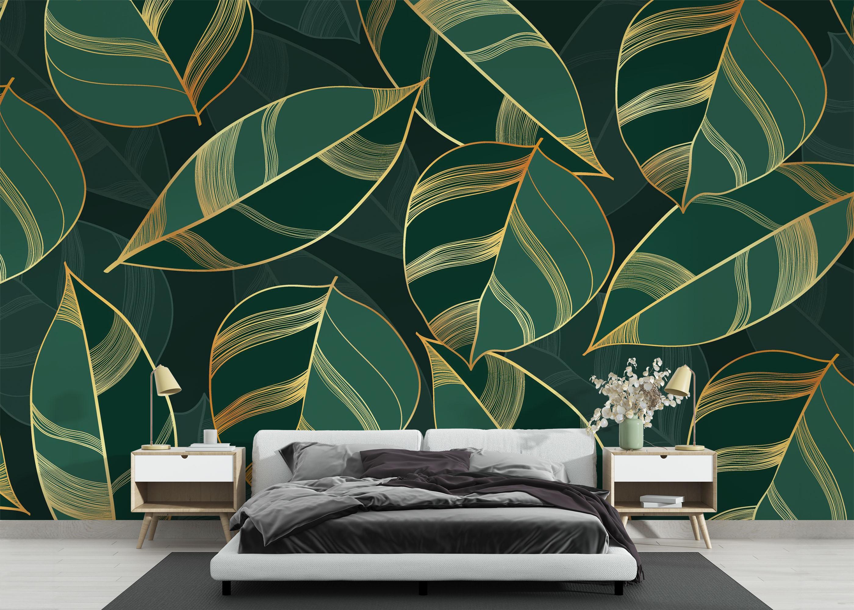 Fototapet Circle Green Leaves mockup 3