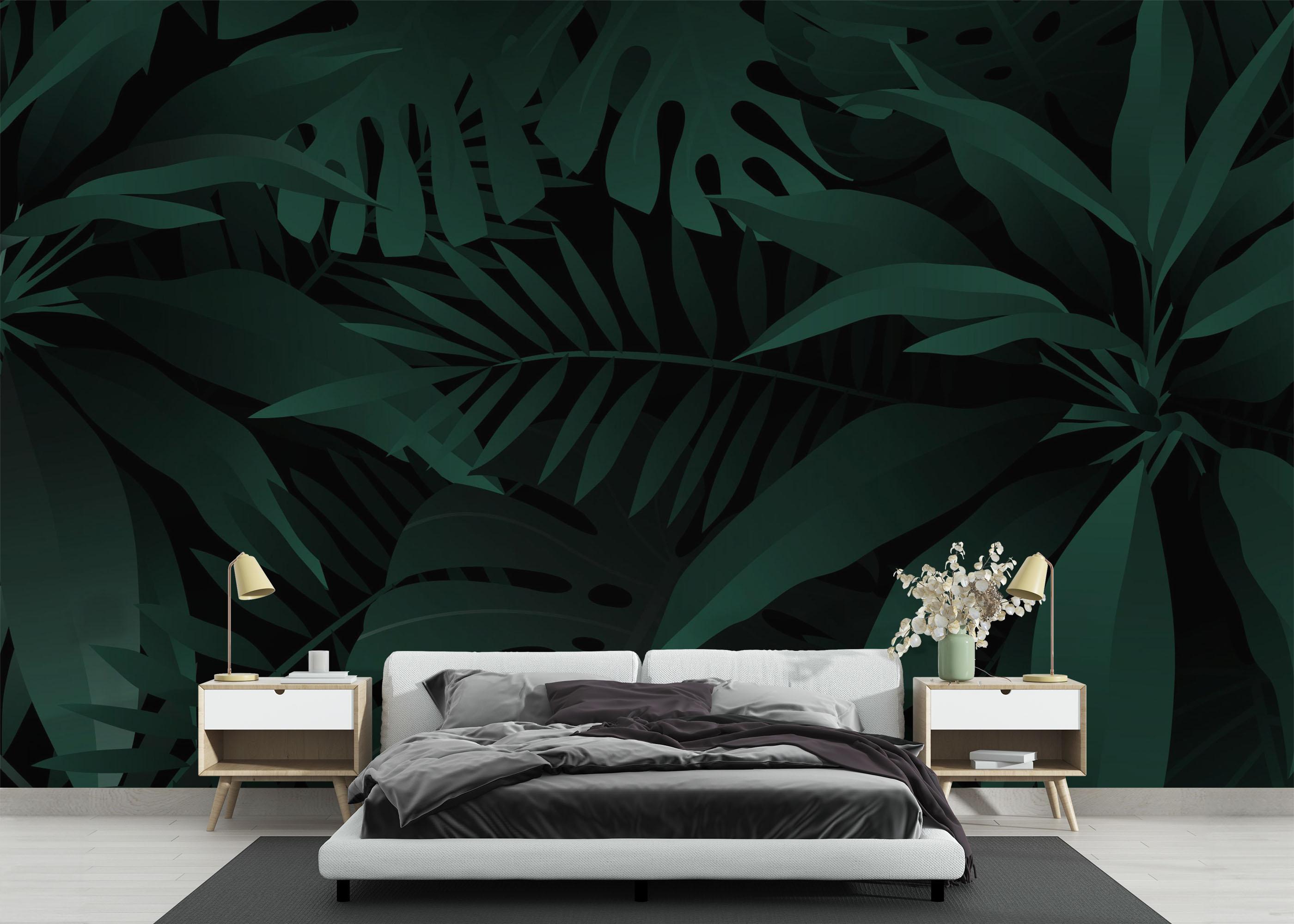 Fototapet Dark Green Leaves mockup 3