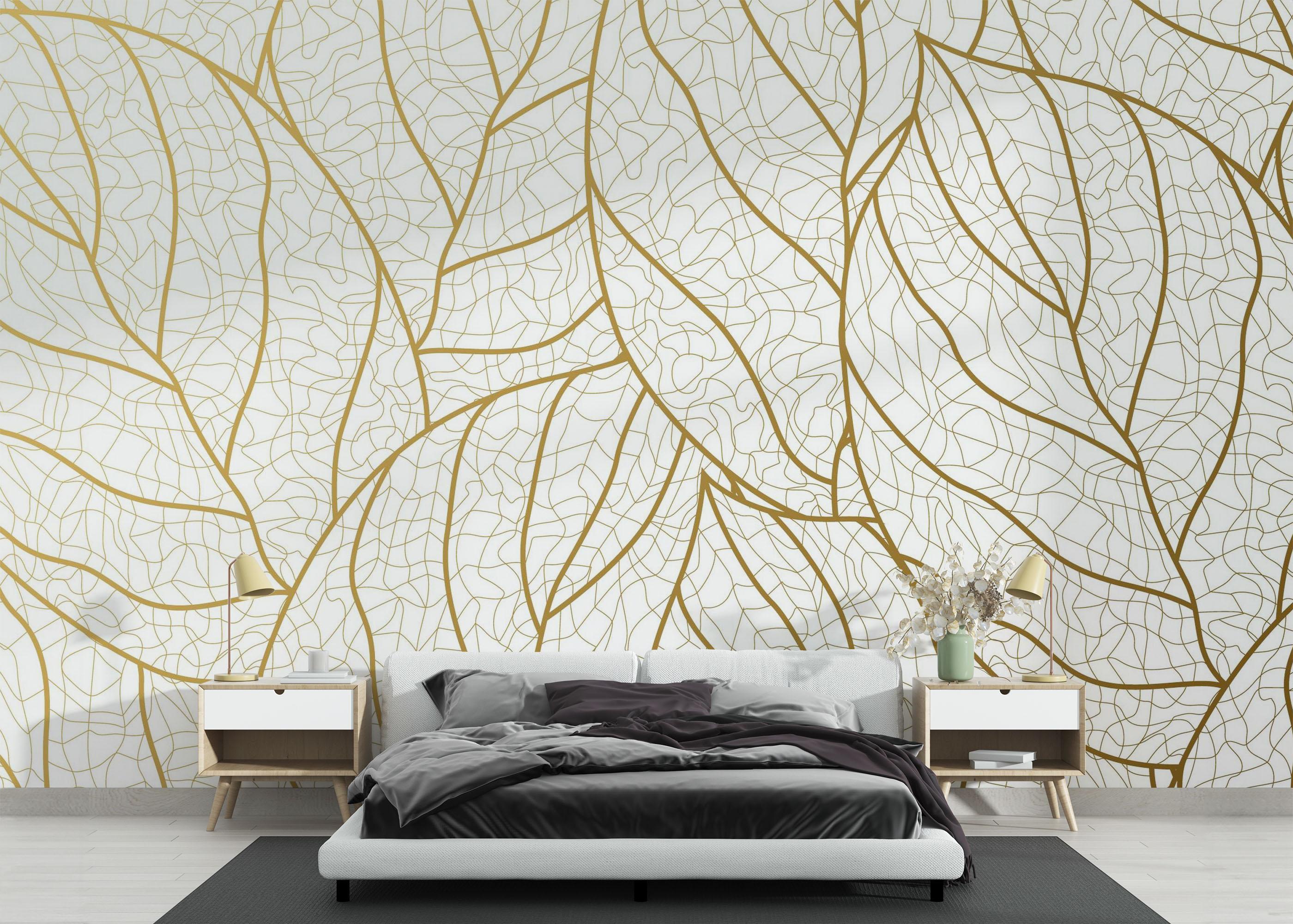 Fototapet Golden Abstract Leaf mockup 3