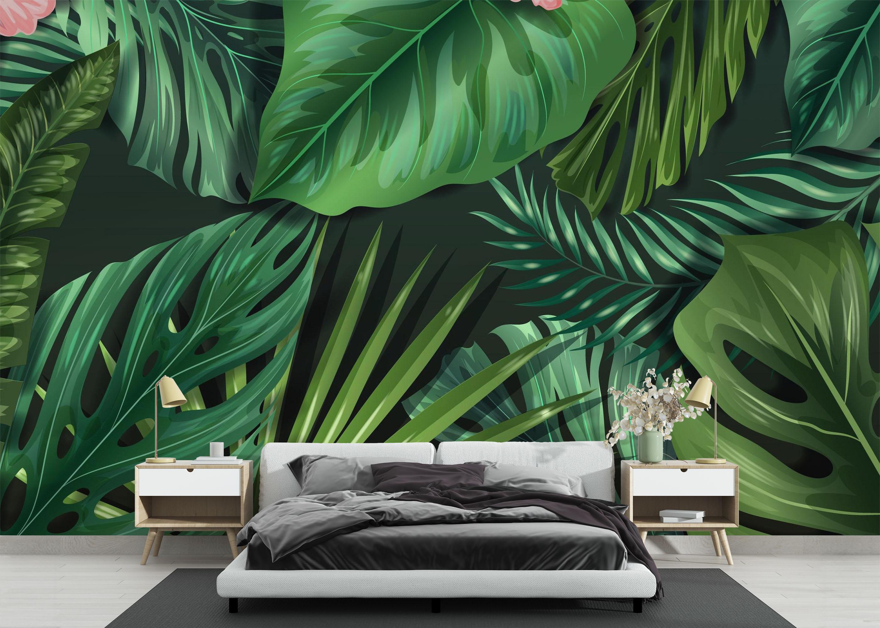 Fototapet Leaves Pink Plant mockup 3