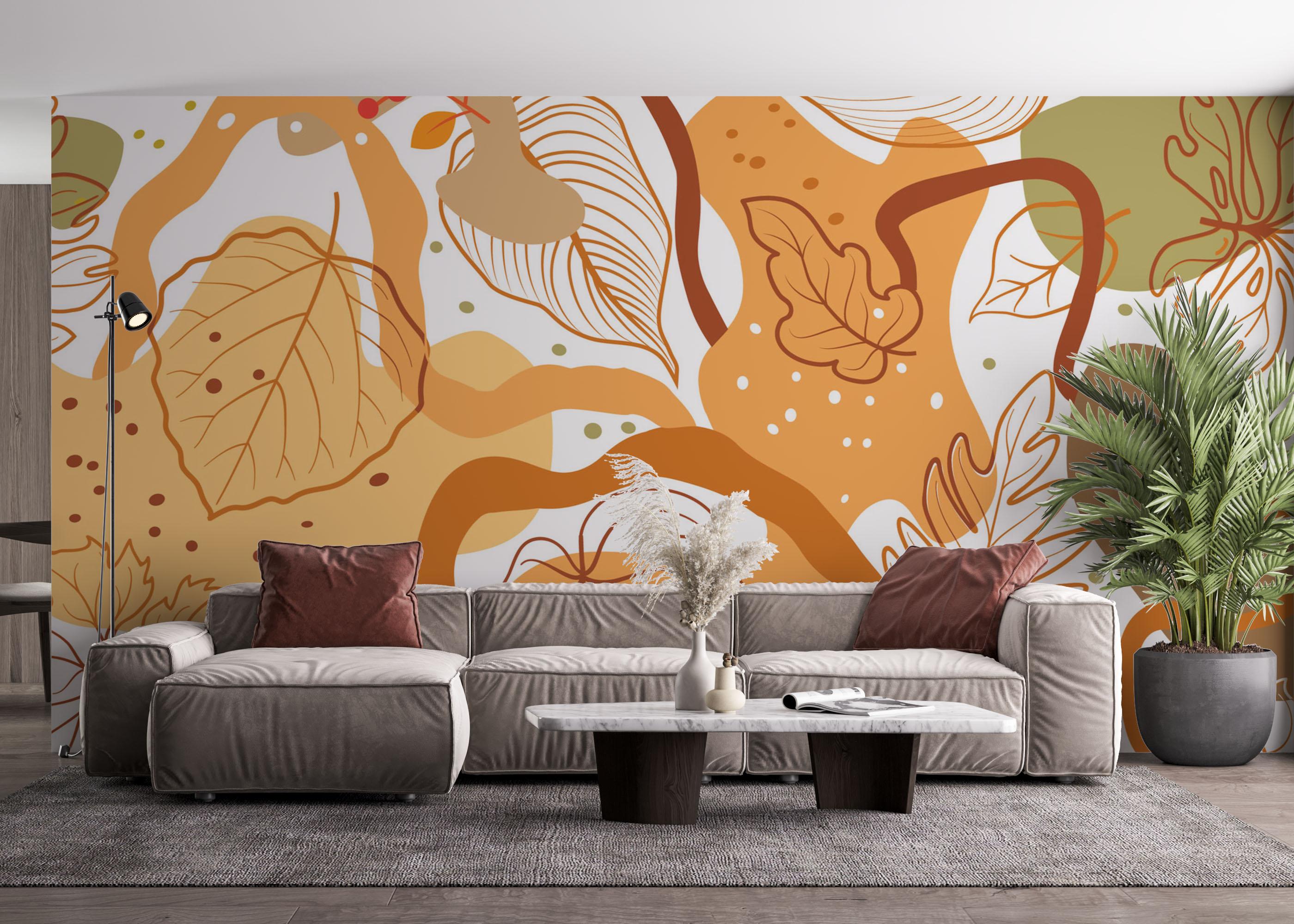 Fototapet Autumn Leaf Pattern mockup 4