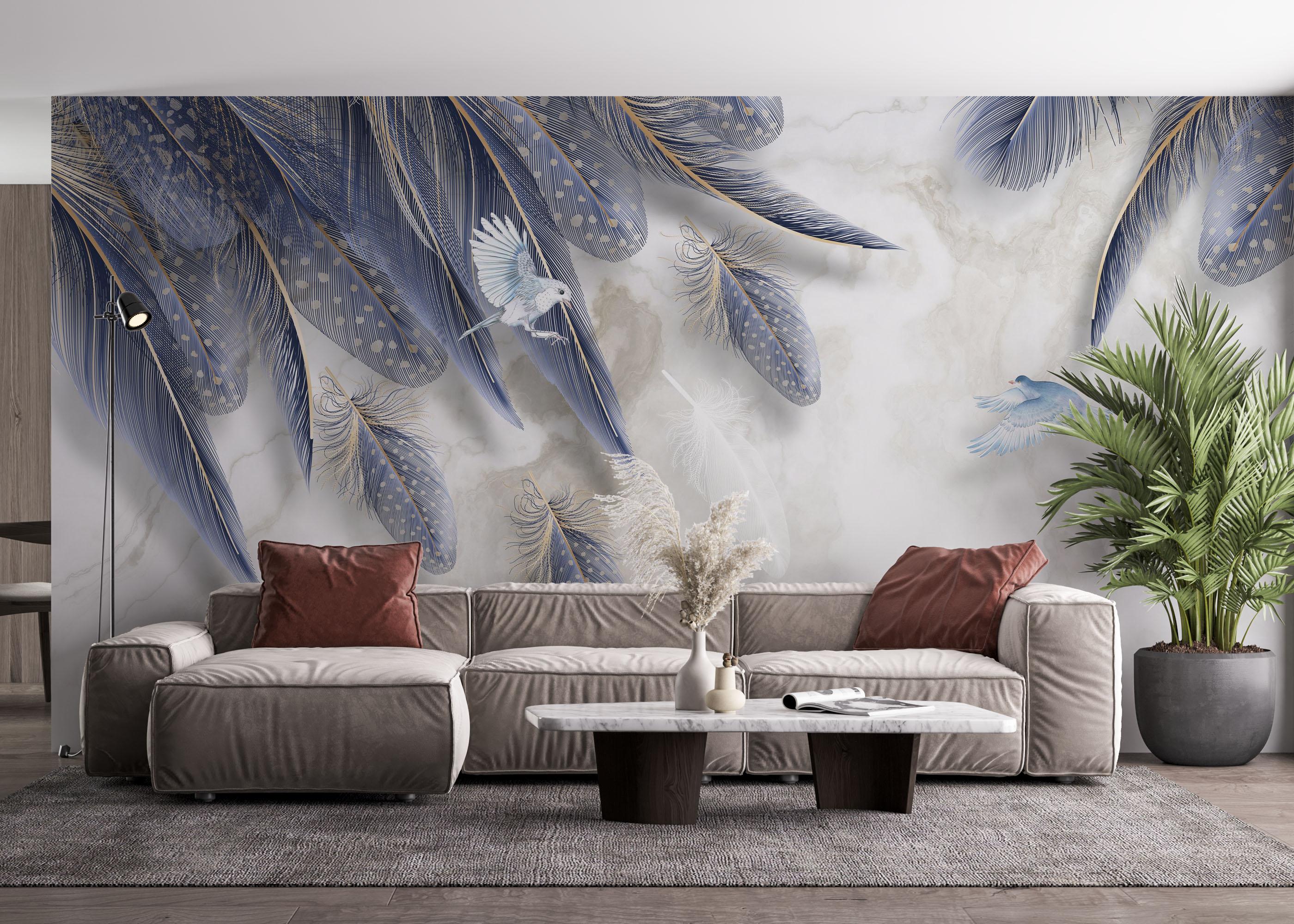 Fototapet Blue Feather mockup 4