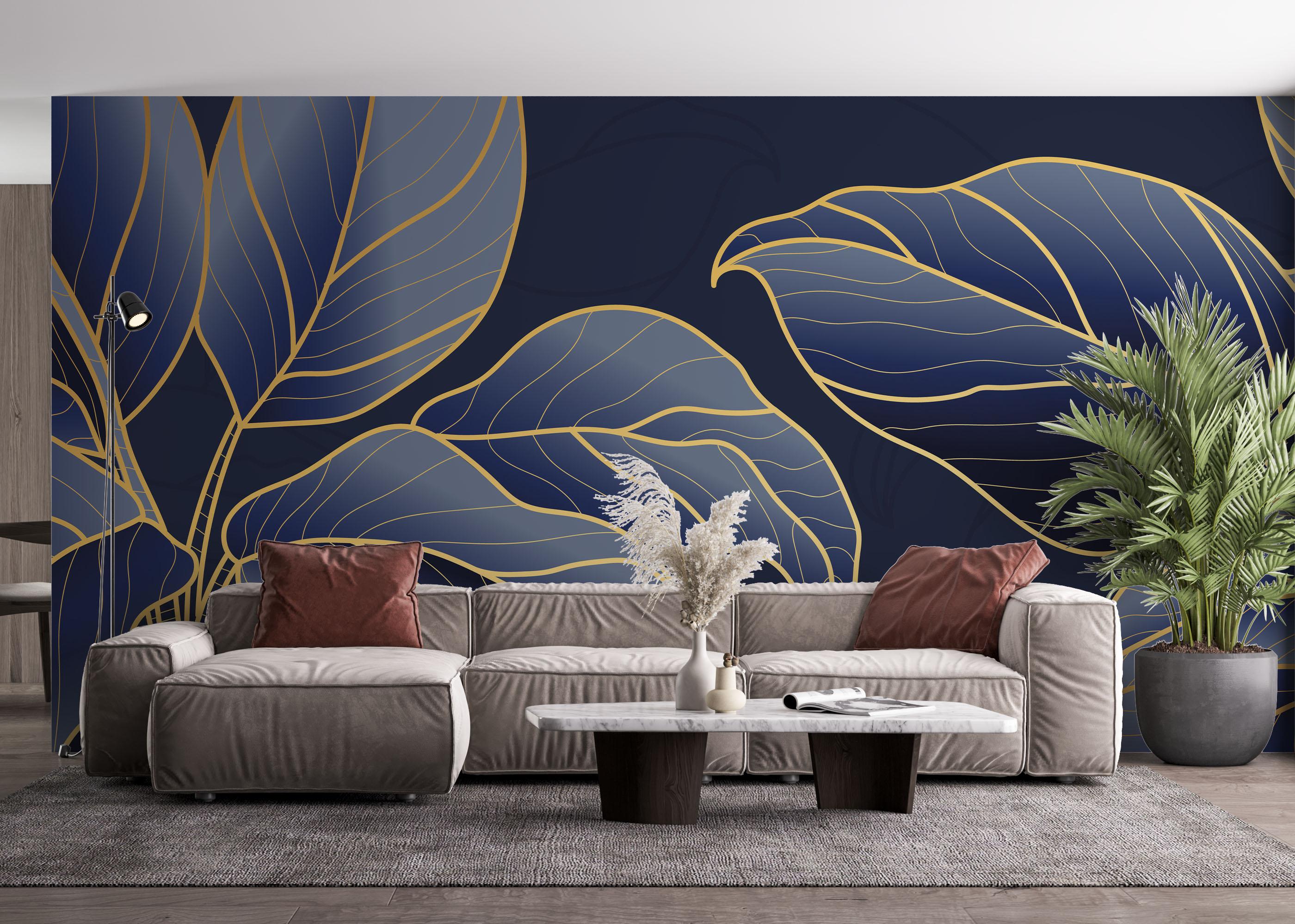 Fototapet Blue Line Art mockup 4