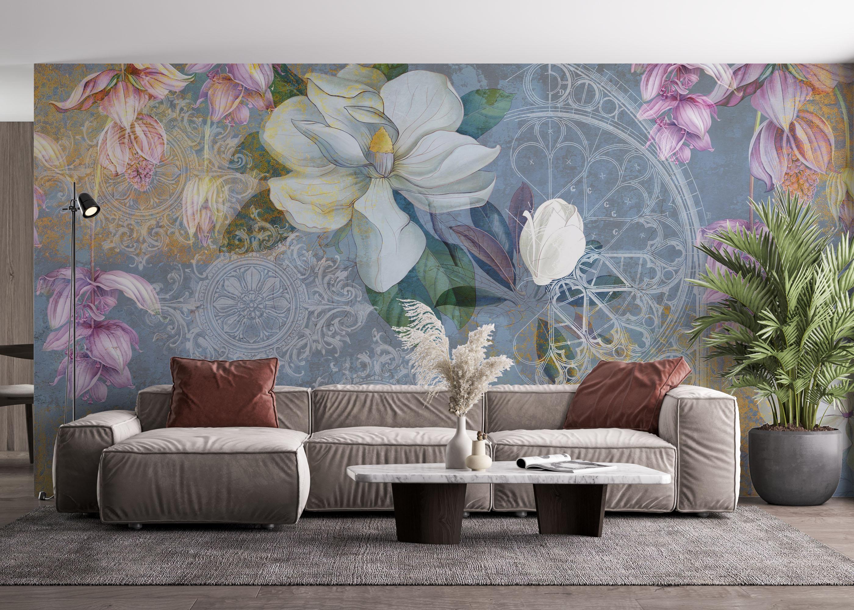 Fototapet Blue Rosette mockup 4