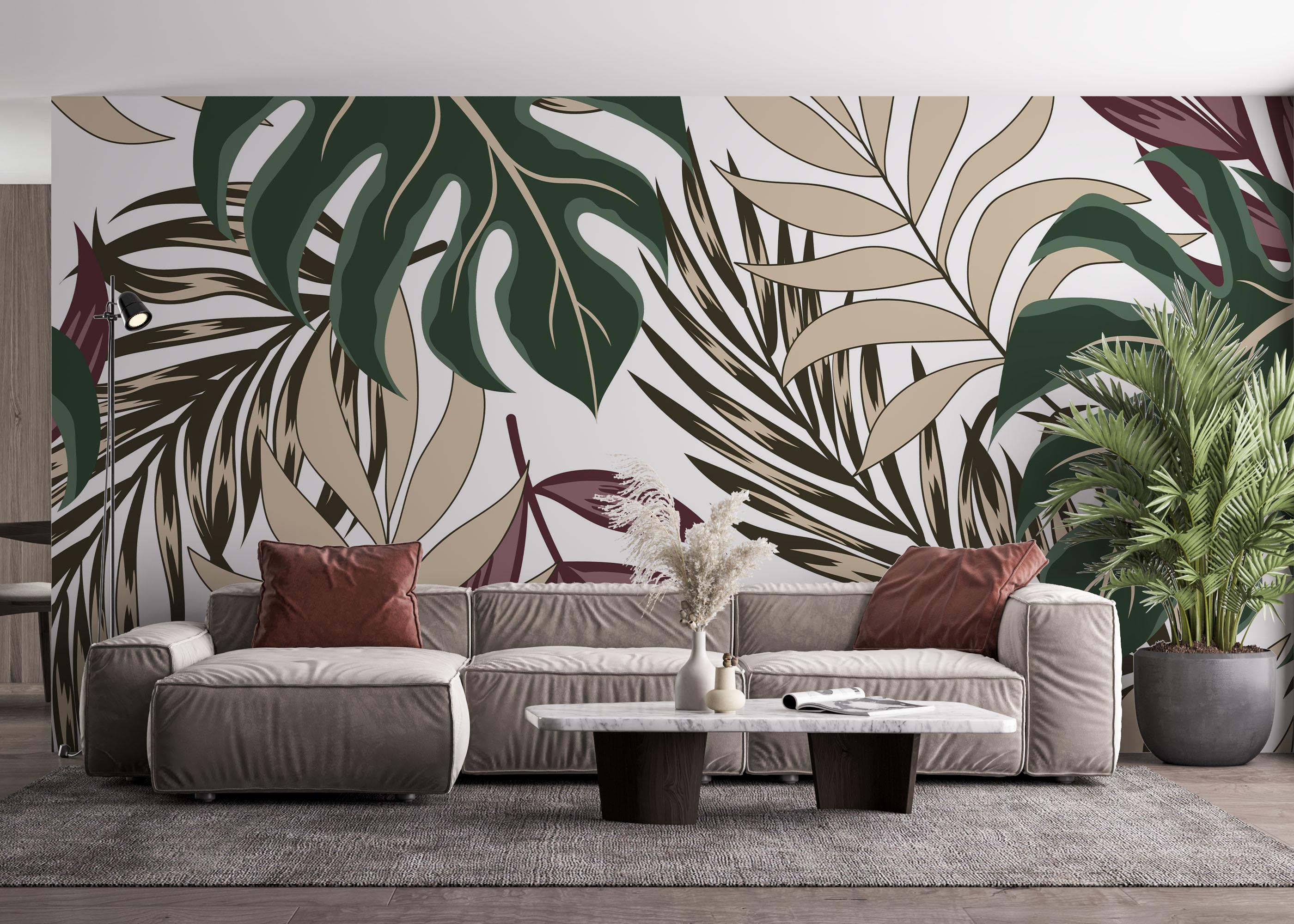 Fototapet Burgundy Green Leaf mockup 4