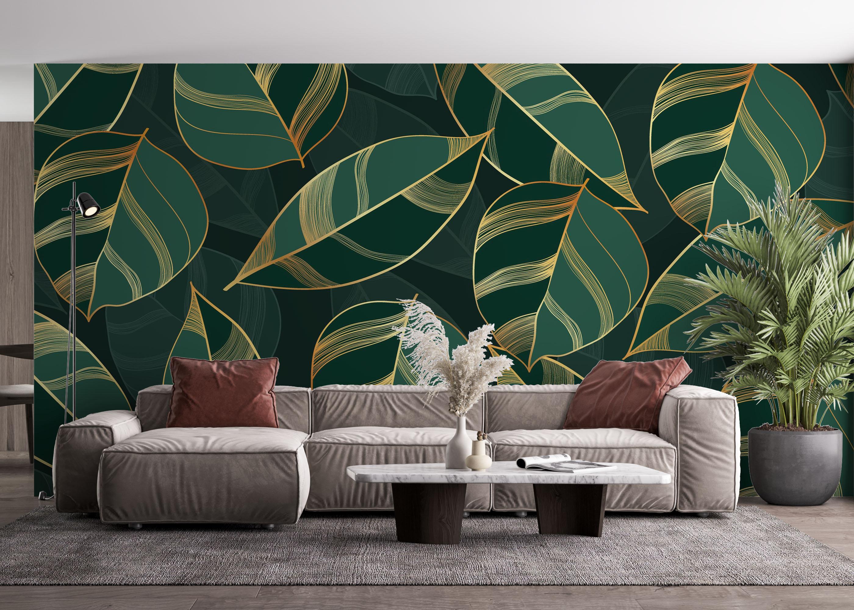 Fototapet Circle Green Leaves mockup 4