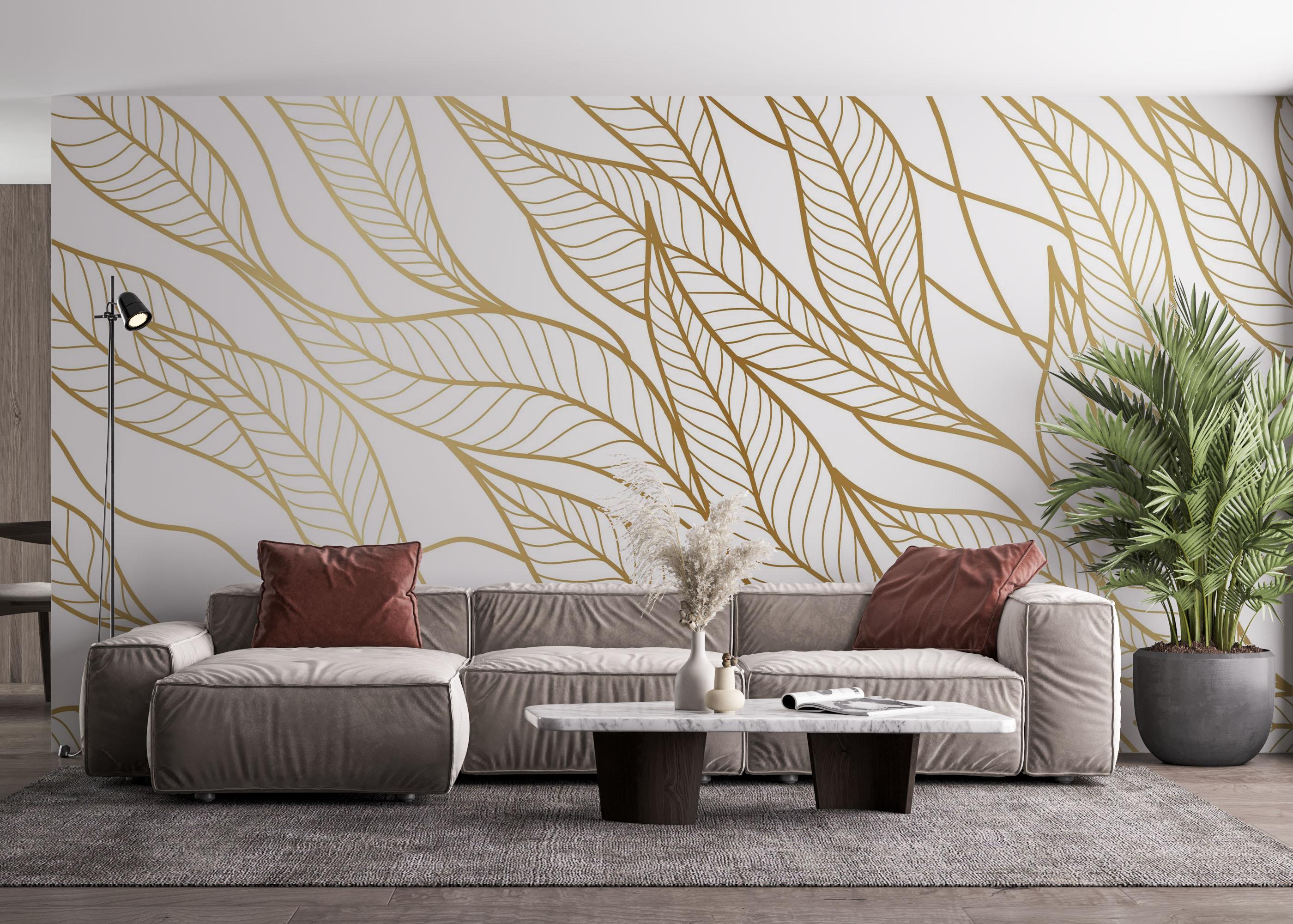 Fototapet Flying Gold Leaves mockup 4