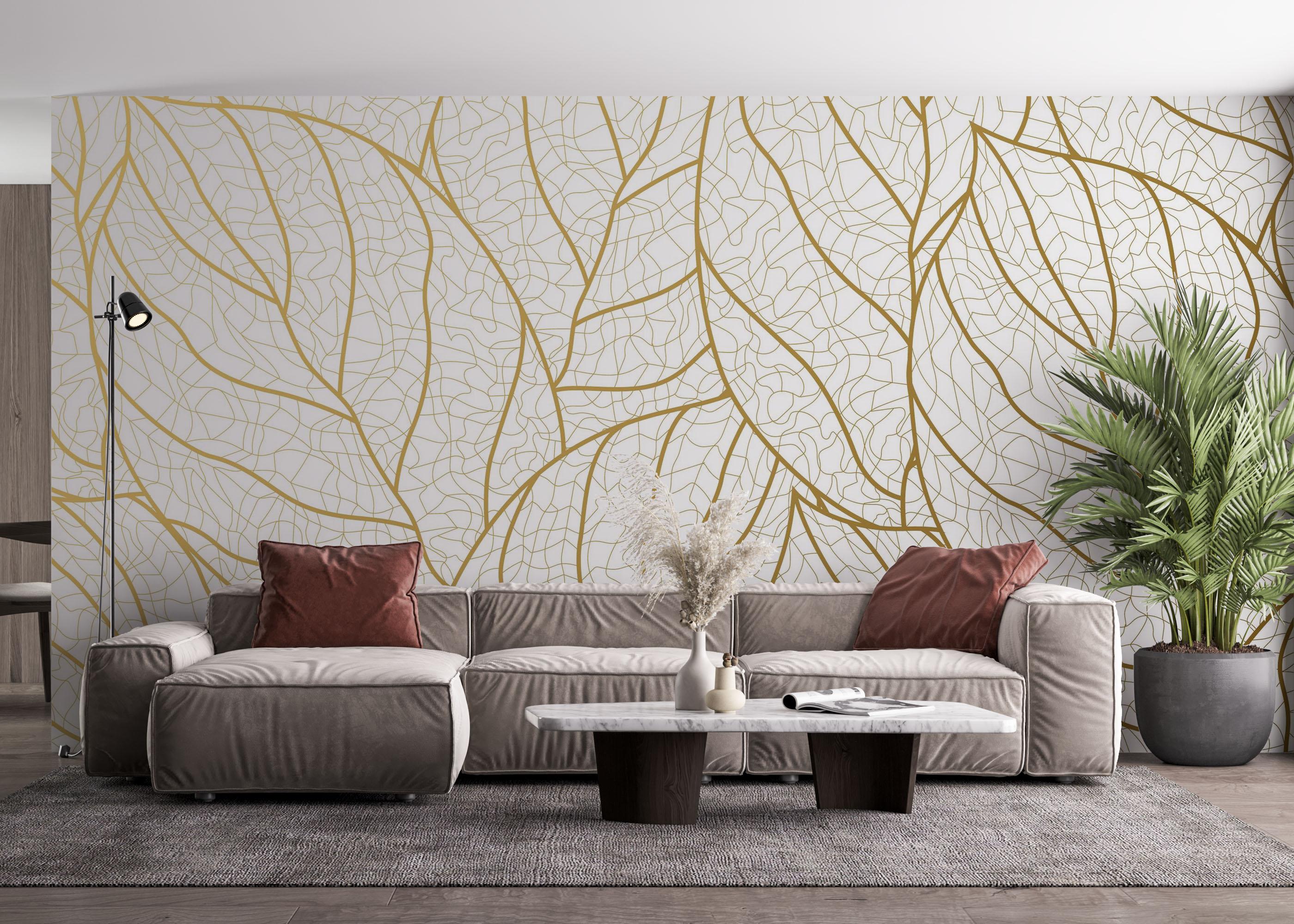 Fototapet Golden Abstract Leaf mockup 4