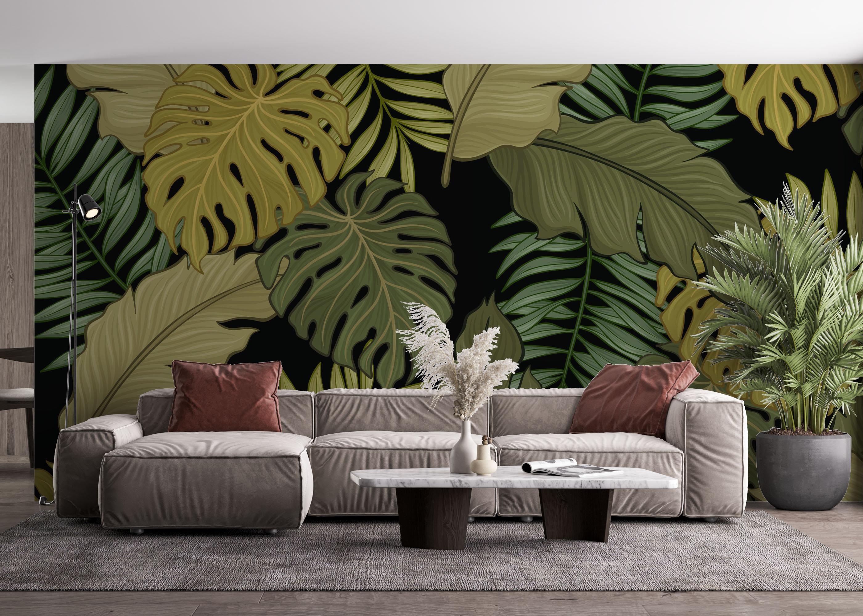 Fototapet Green Brown Leaves mockup 4