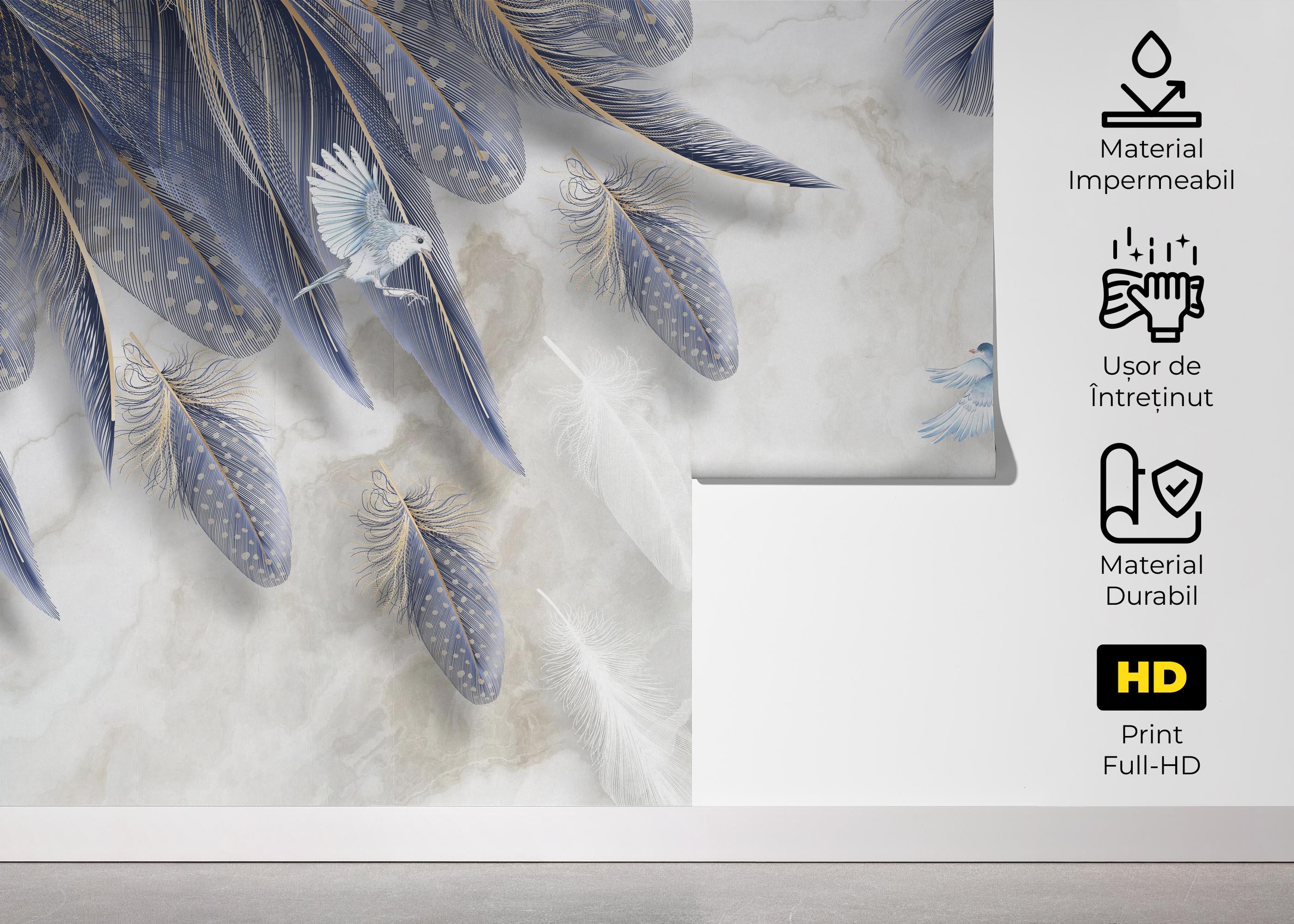 Fototapet Blue Feather mockup 5
