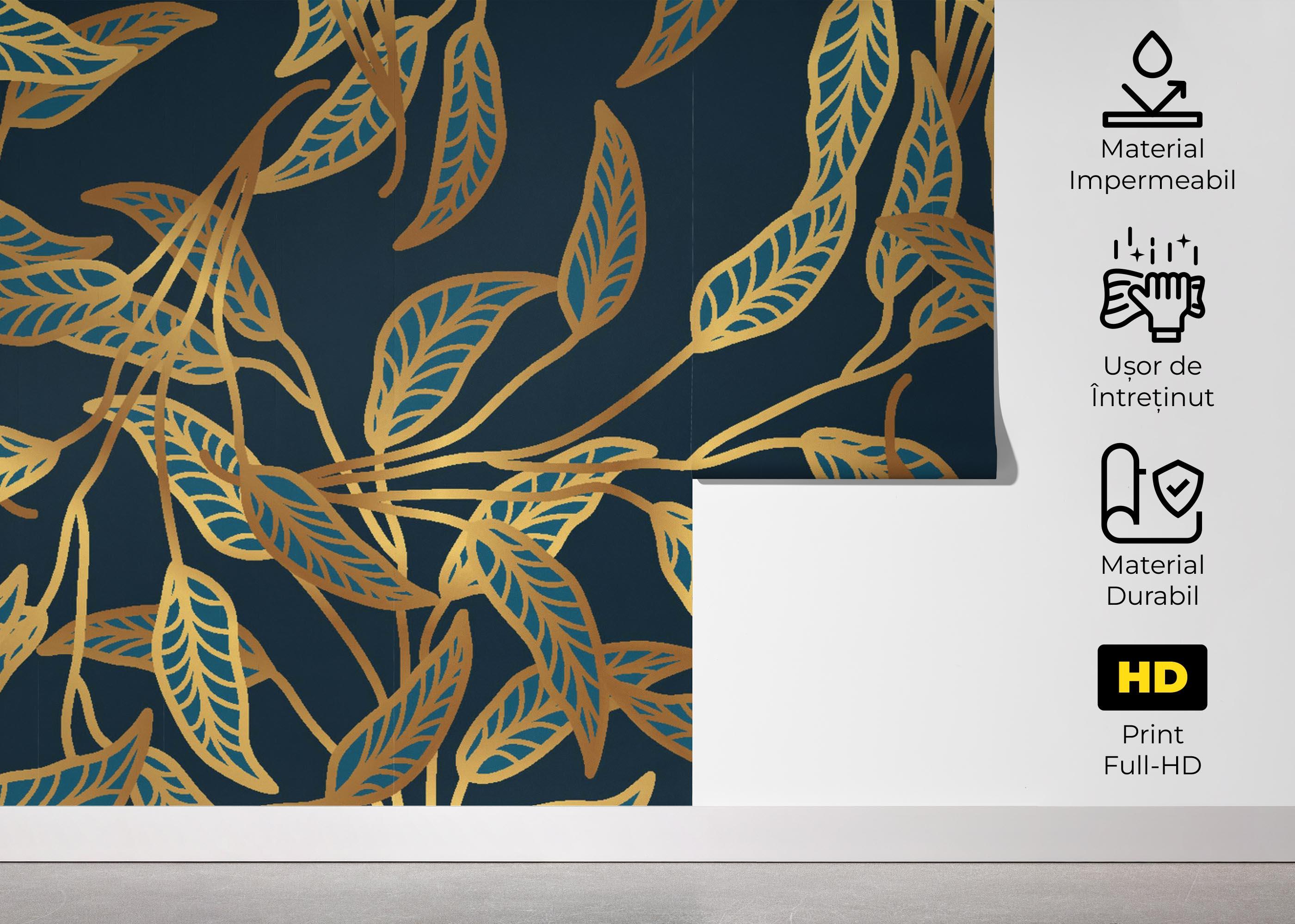 Fototapet Blue Luxury Leaves mockup 5
