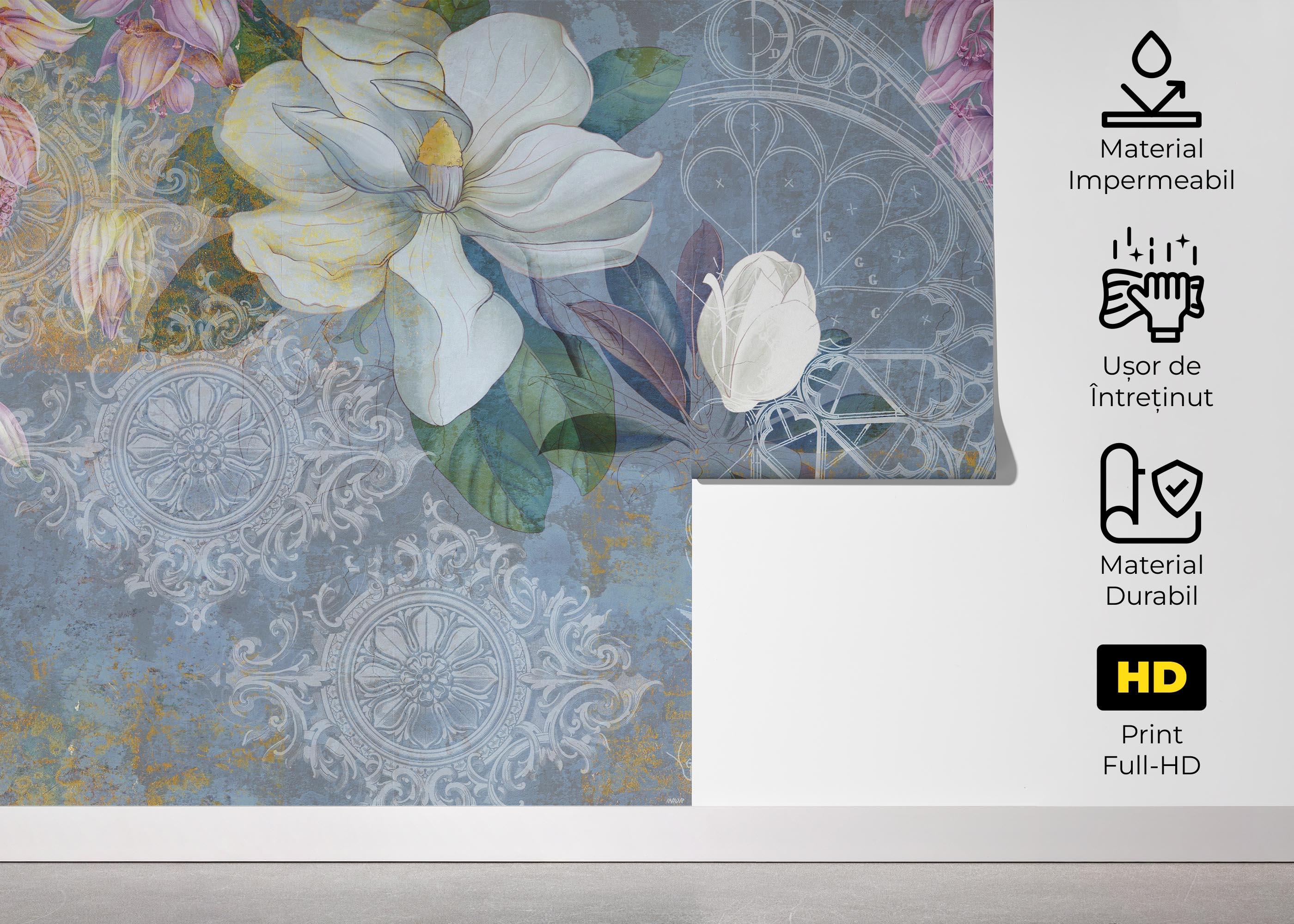 Fototapet Blue Rosette mockup 5