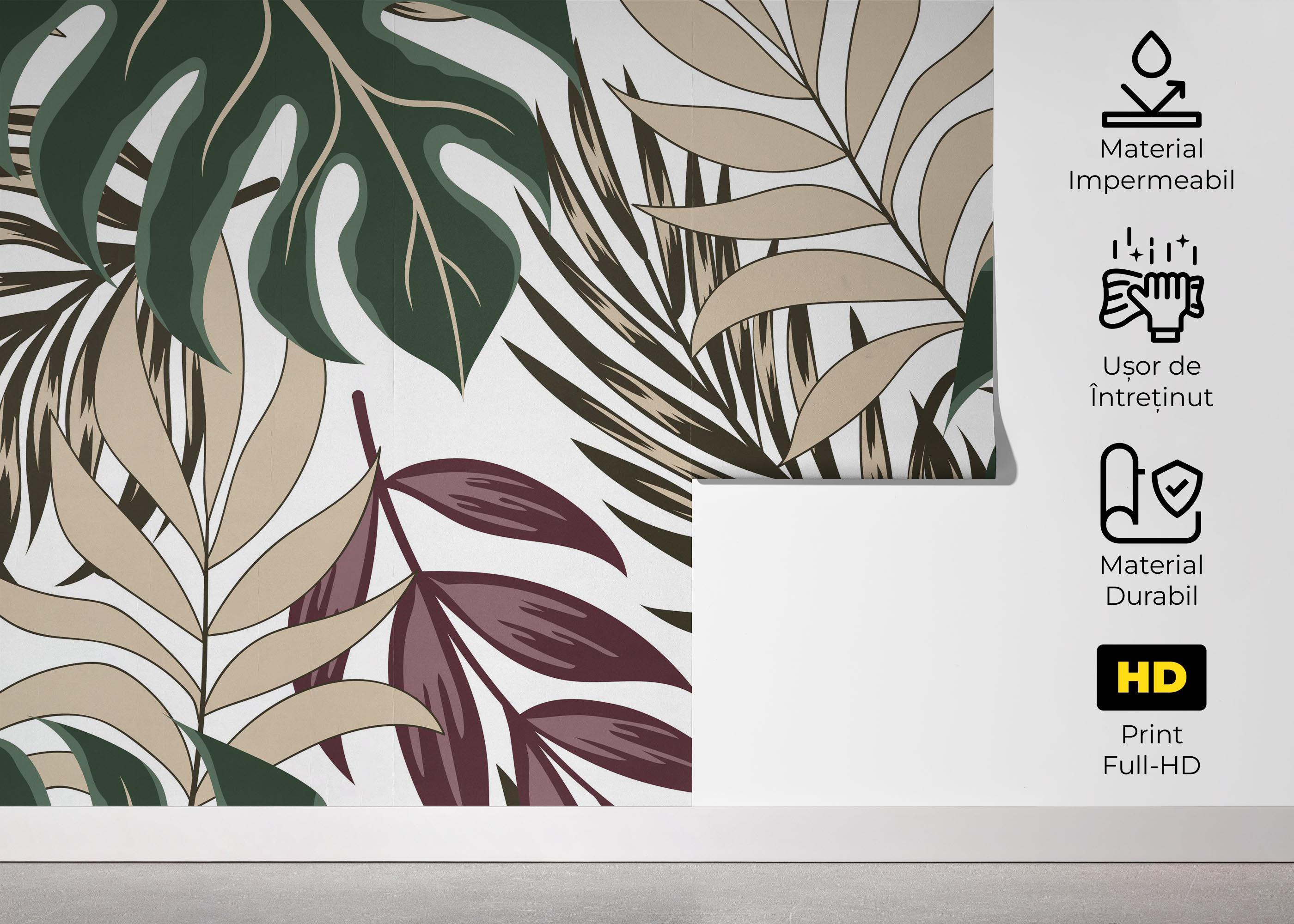 Fototapet Burgundy Green Leaf mockup 5