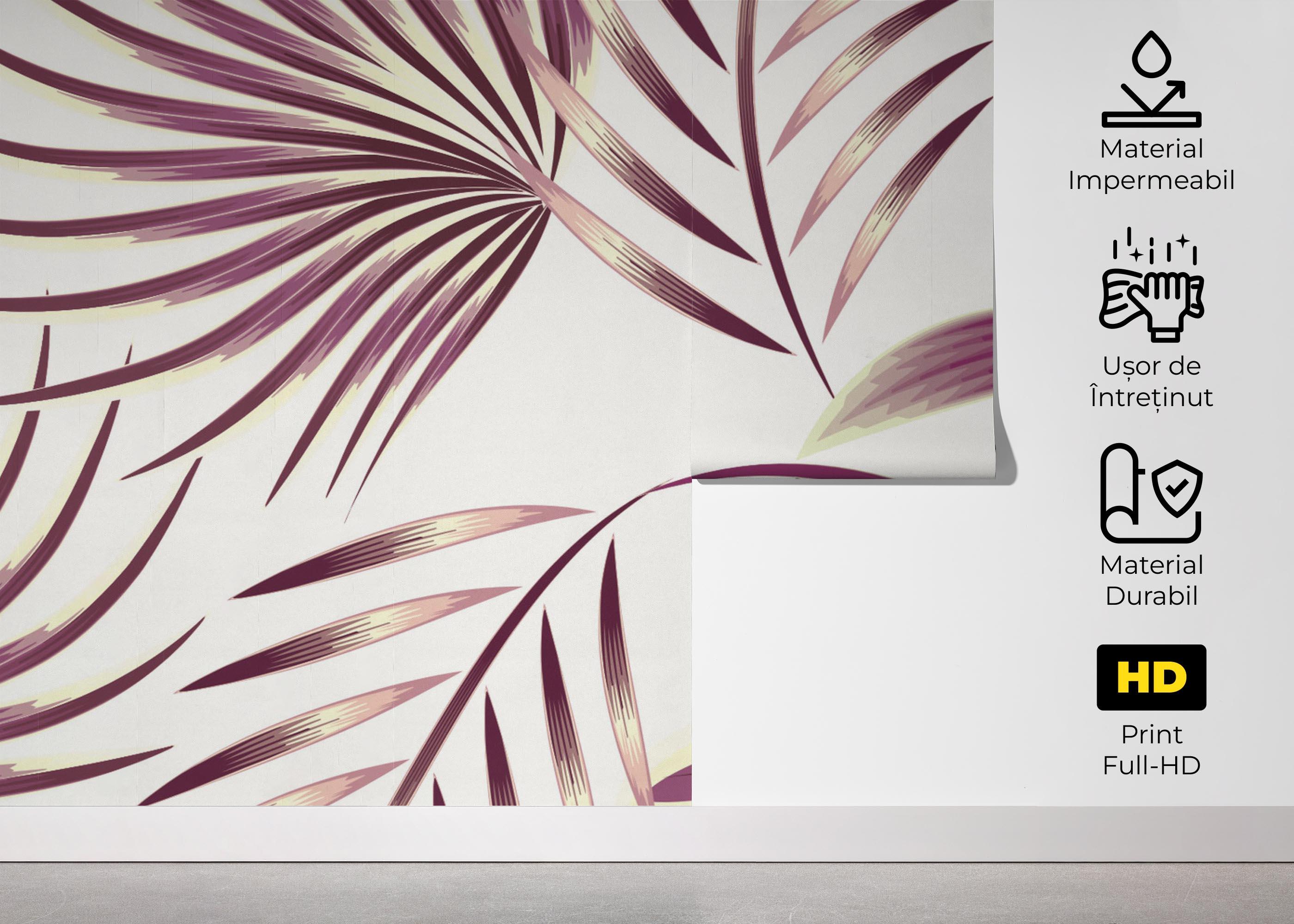 Fototapet Cream Purple Leaves mockup 5