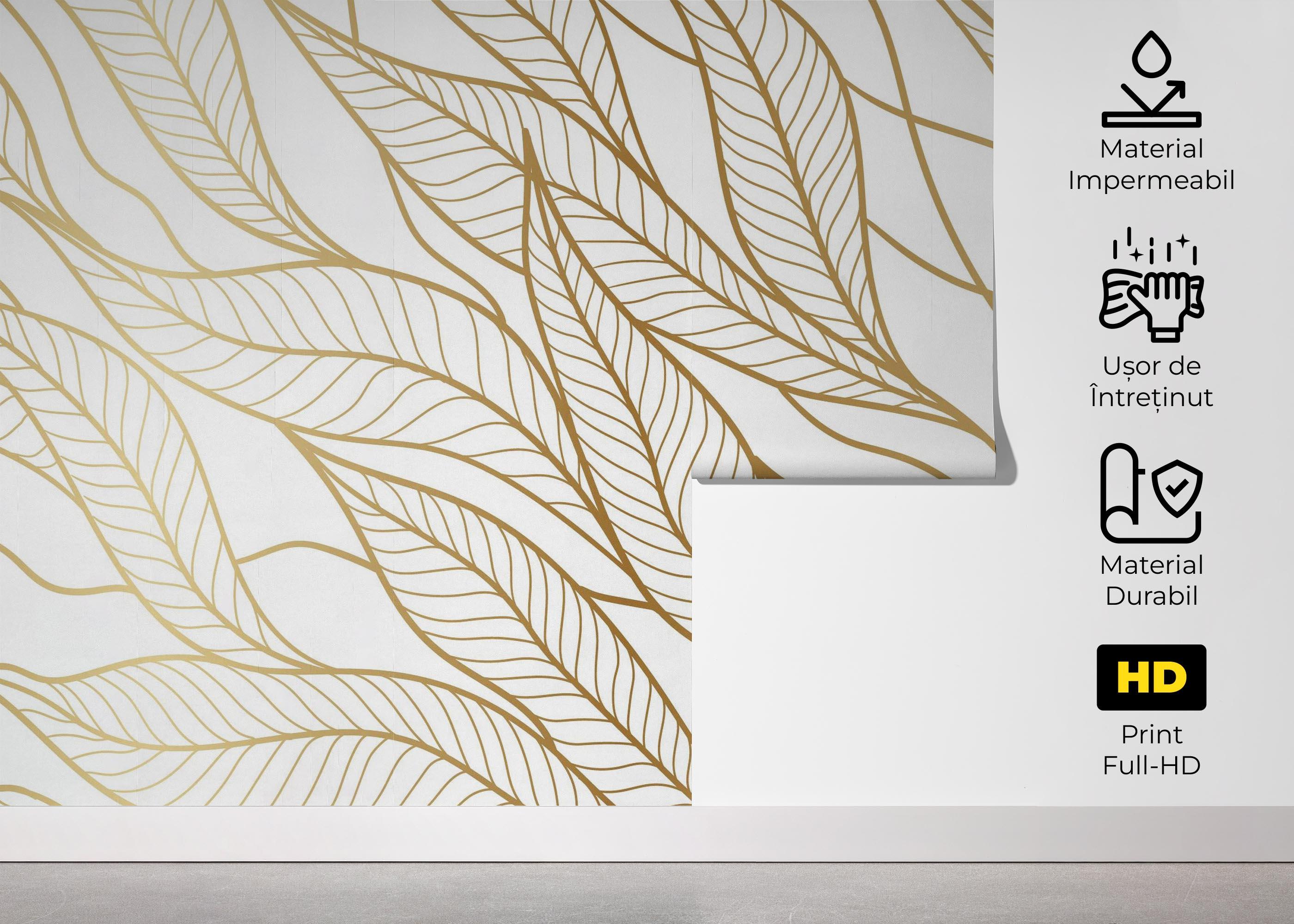 Fototapet Flying Gold Leaves mockup 5