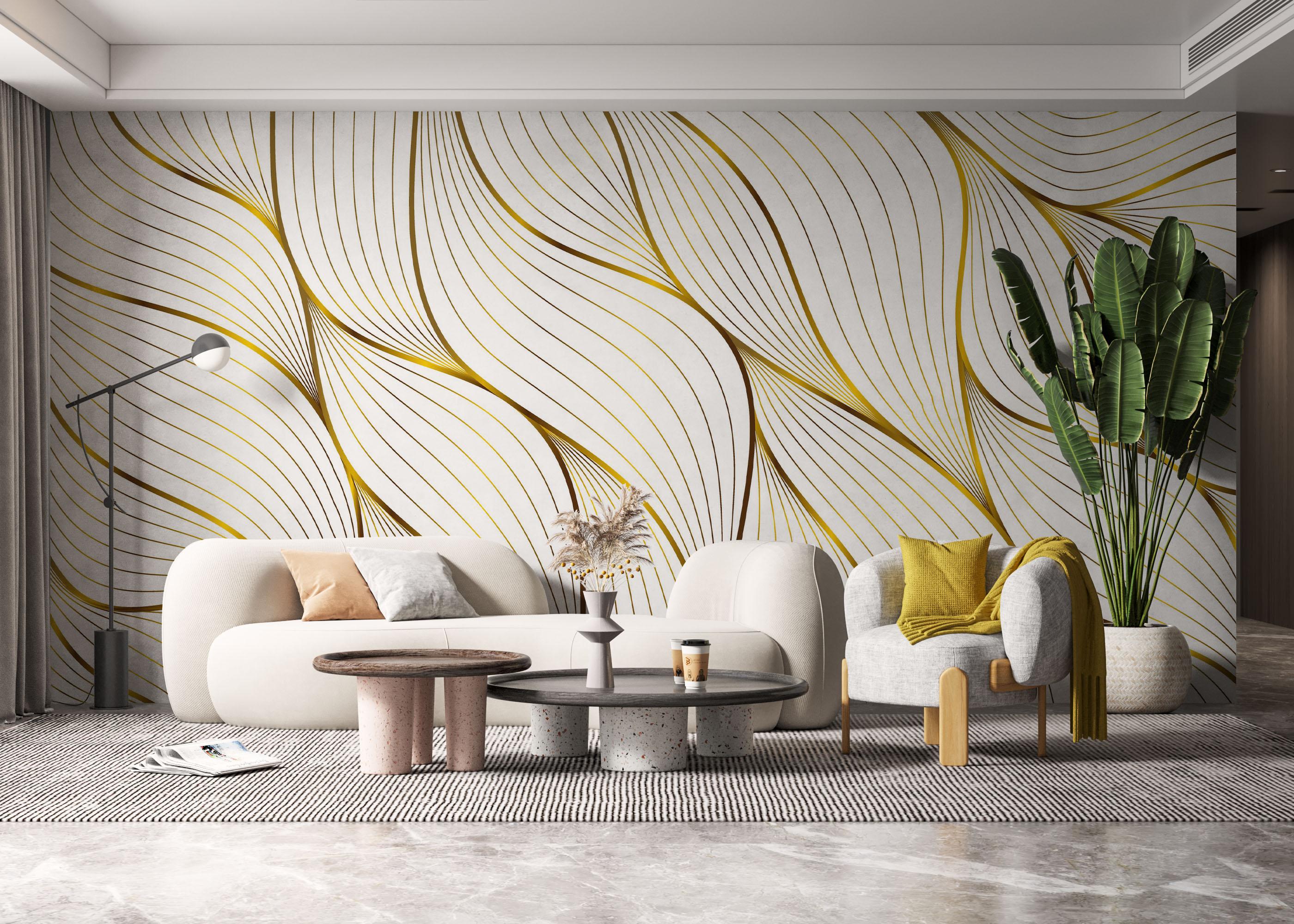 Fototapet Abstract Gold Leaves mockup 6