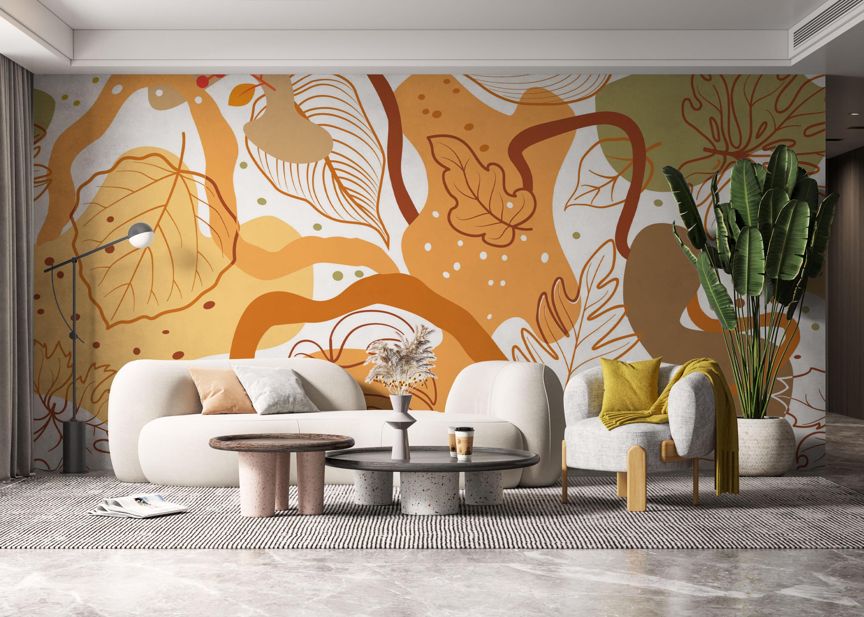 Fototapet Autumn Leaf Pattern mockup 6