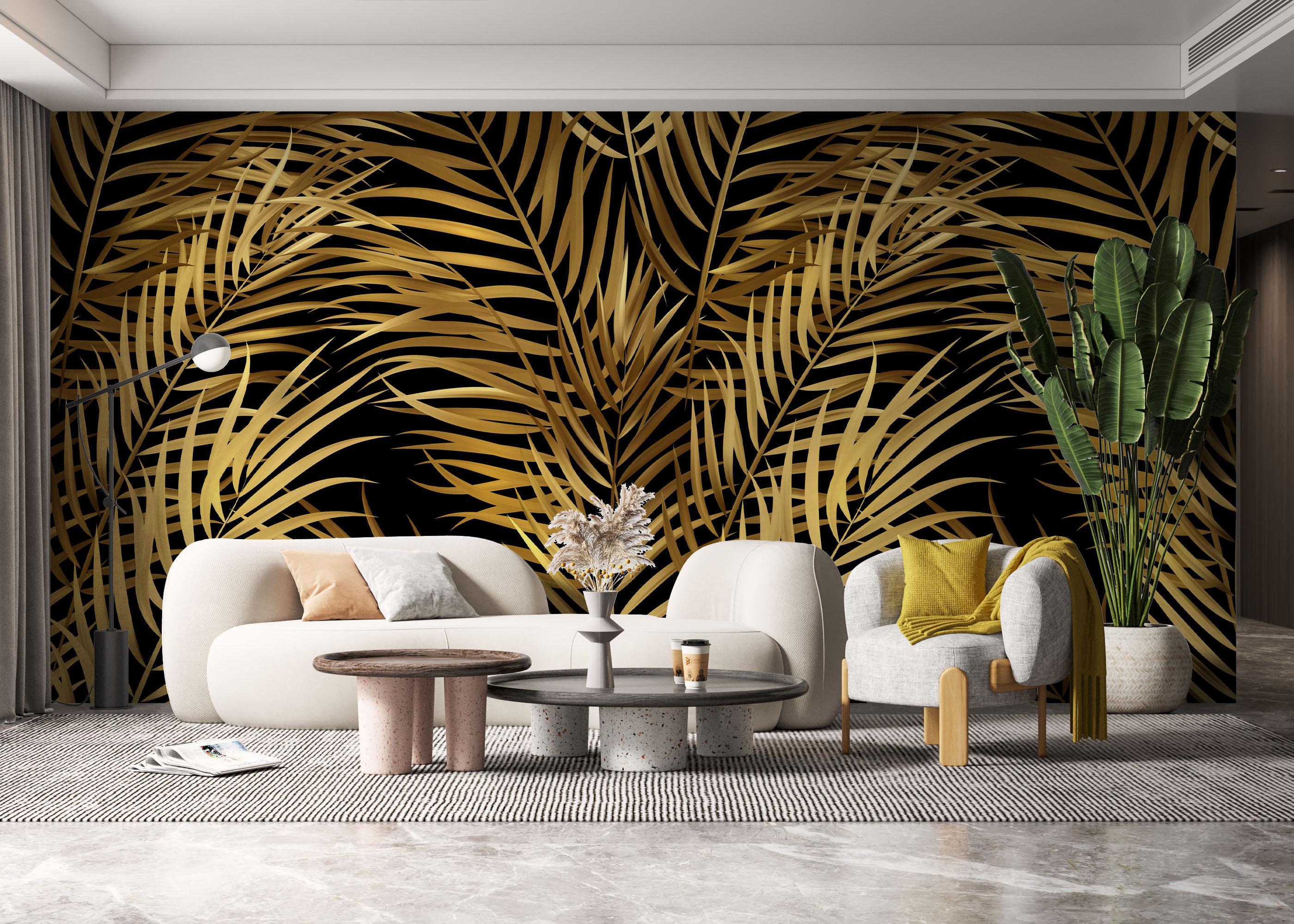 Fototapet Black Yellow Leaves mockup 6