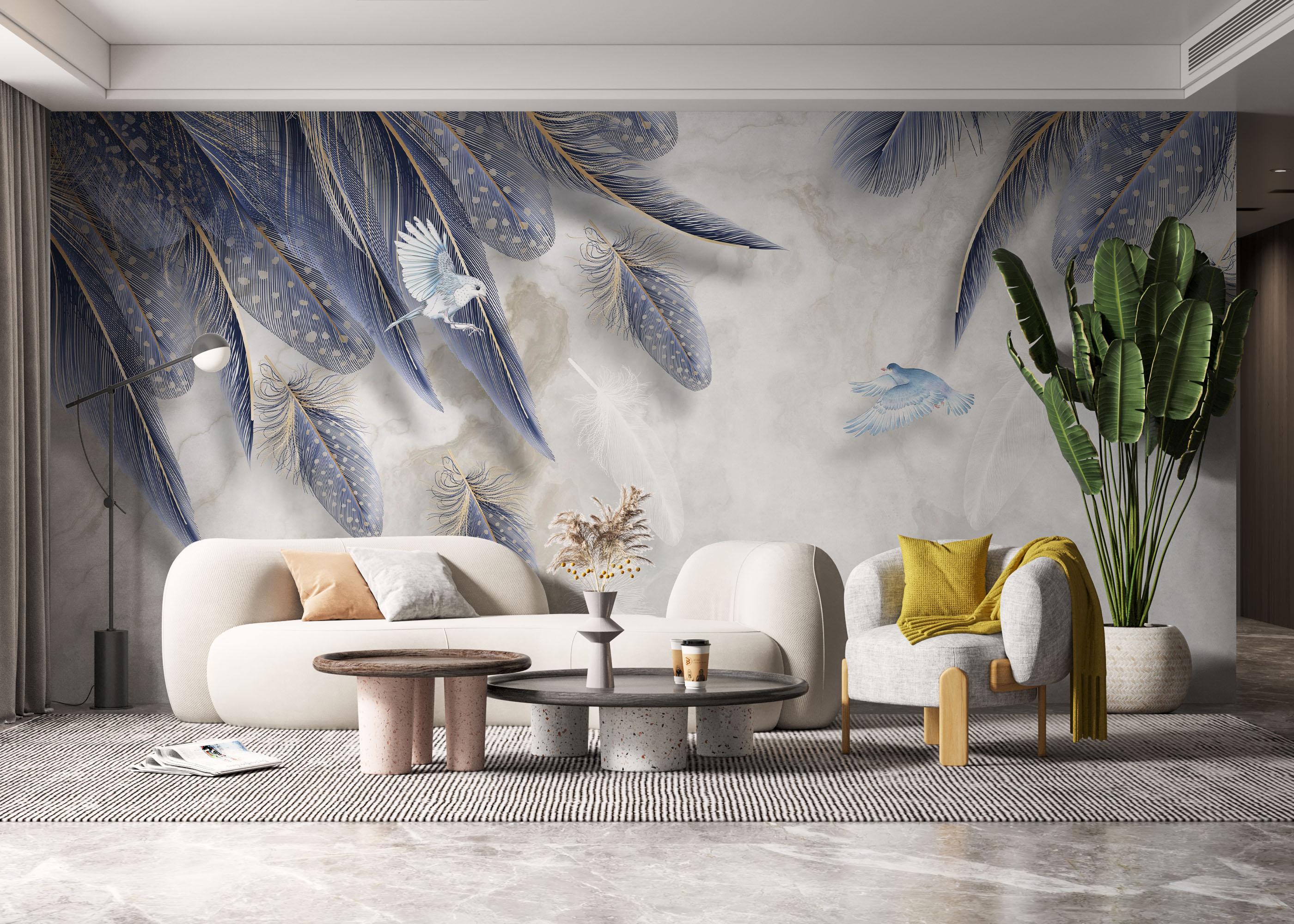 Fototapet Blue Feather mockup 6