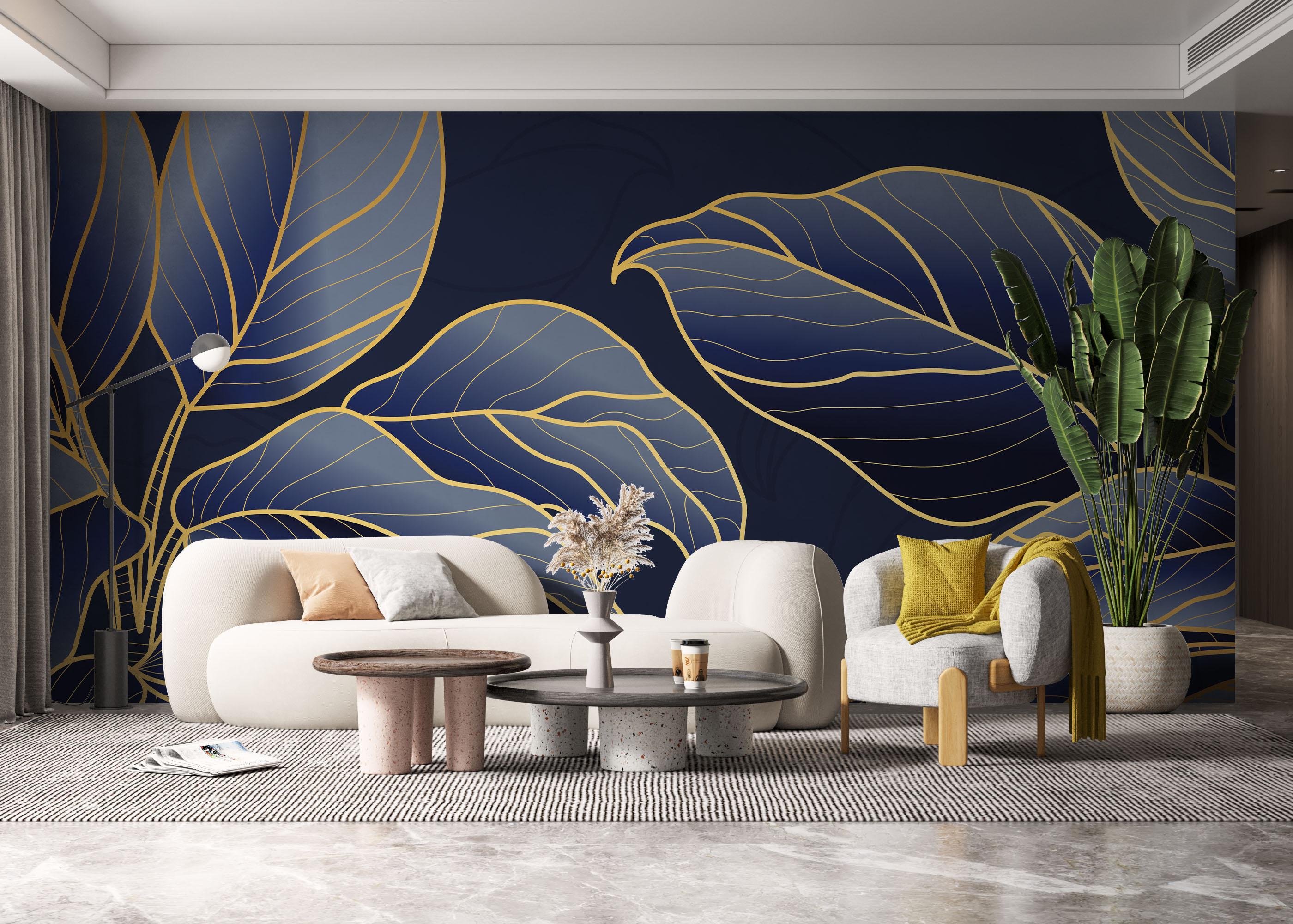 Fototapet Blue Line Art mockup 6