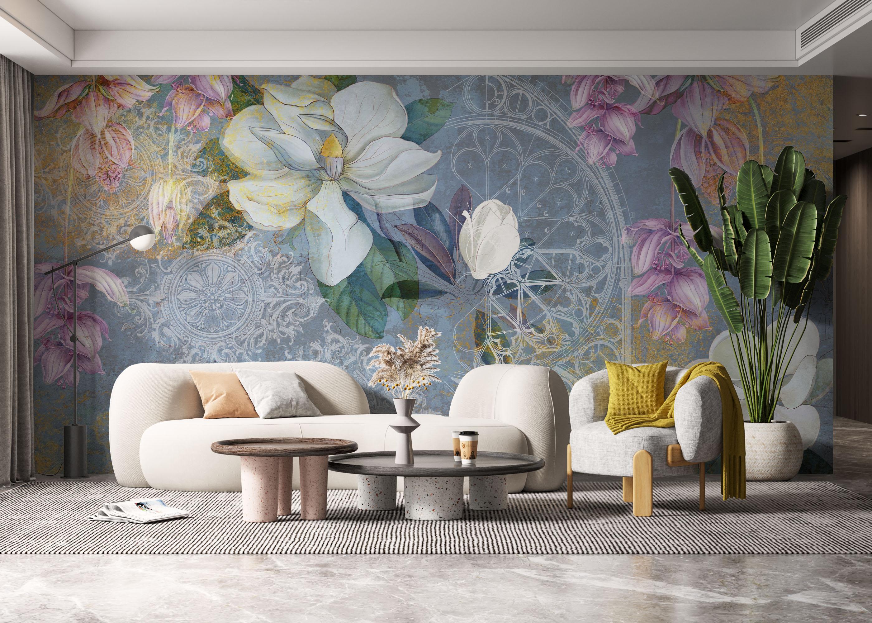 Fototapet Blue Rosette mockup 6