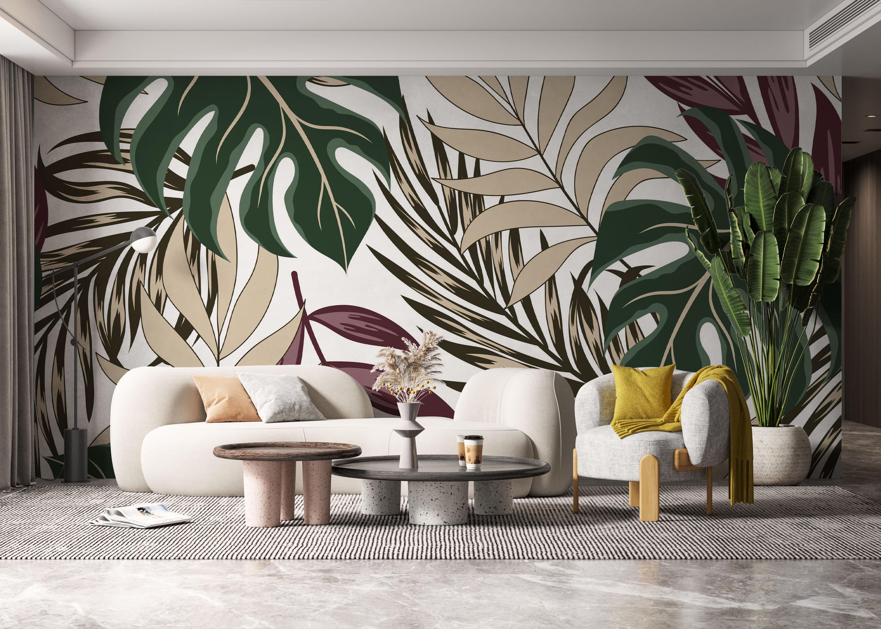 Fototapet Burgundy Green Leaf mockup 6