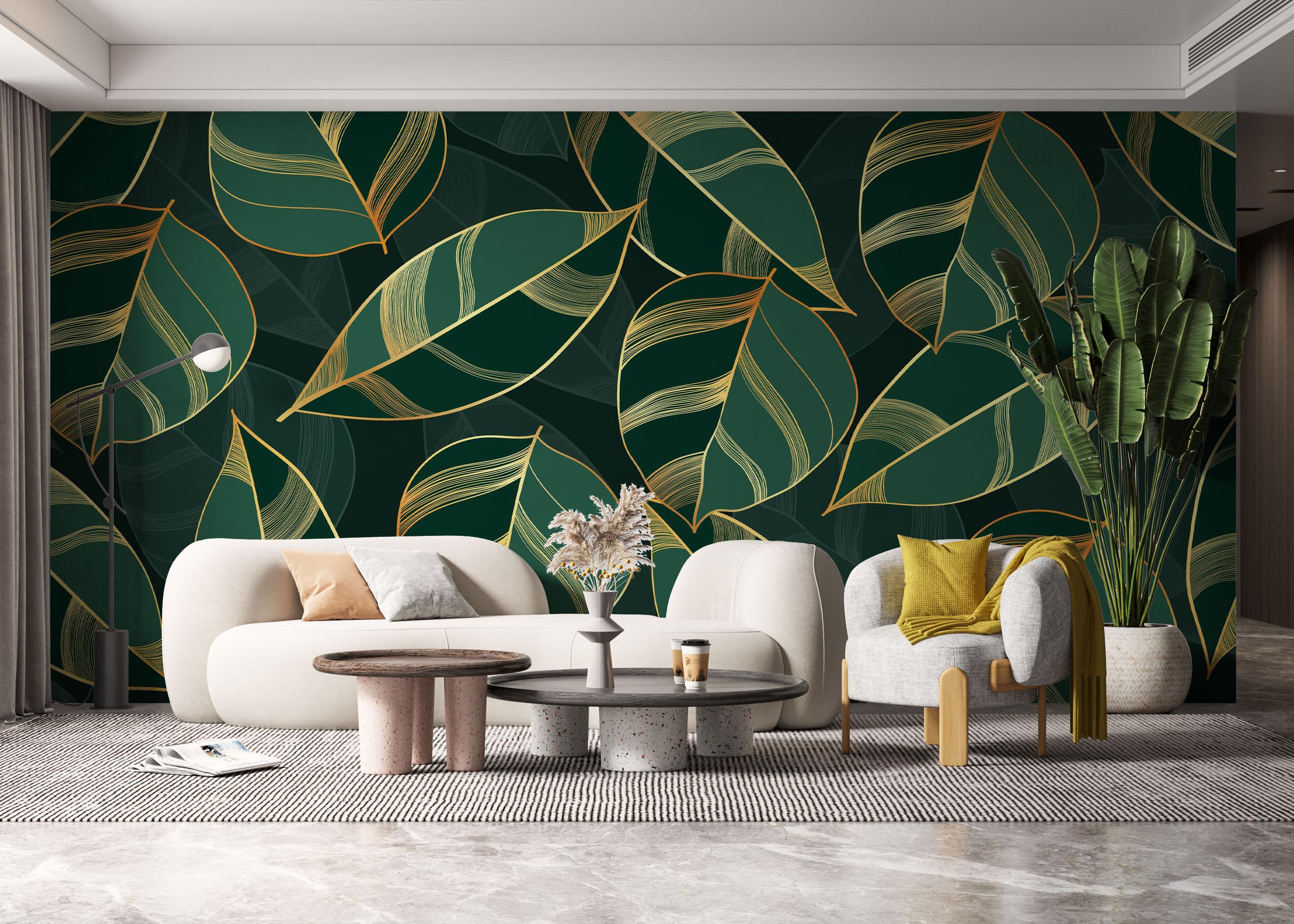 Fototapet Circle Green Leaves mockup 6