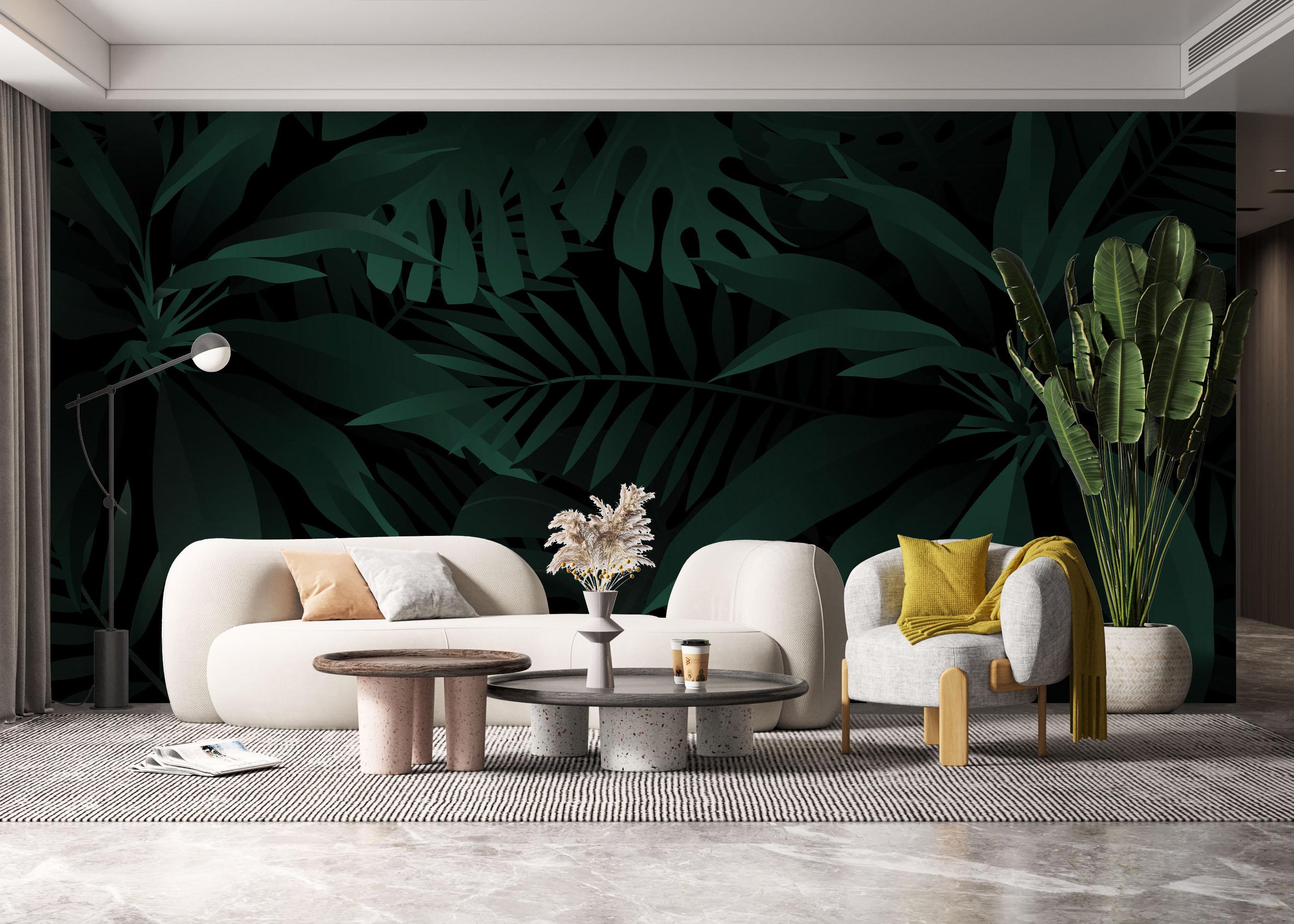 Fototapet Dark Green Leaves mockup 6