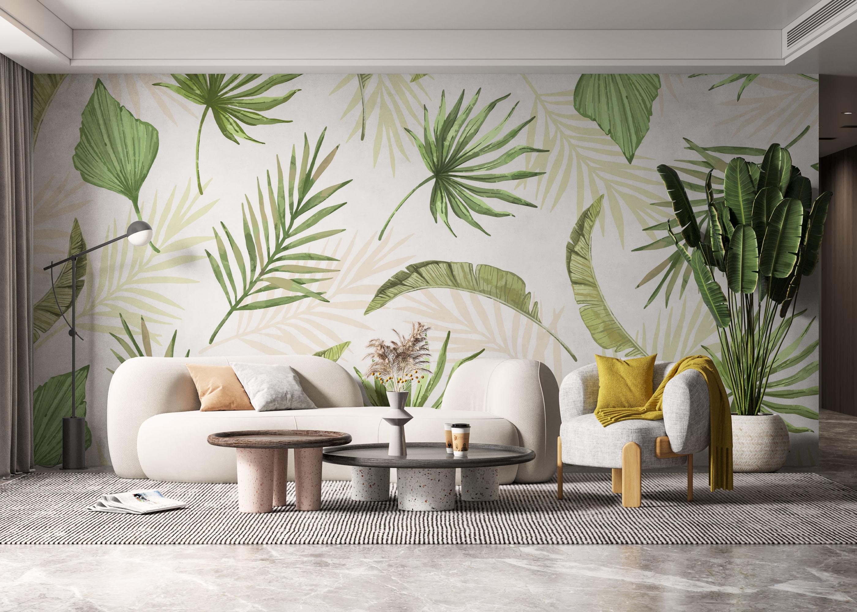 Fototapet Floating Green Leaves mockup 6