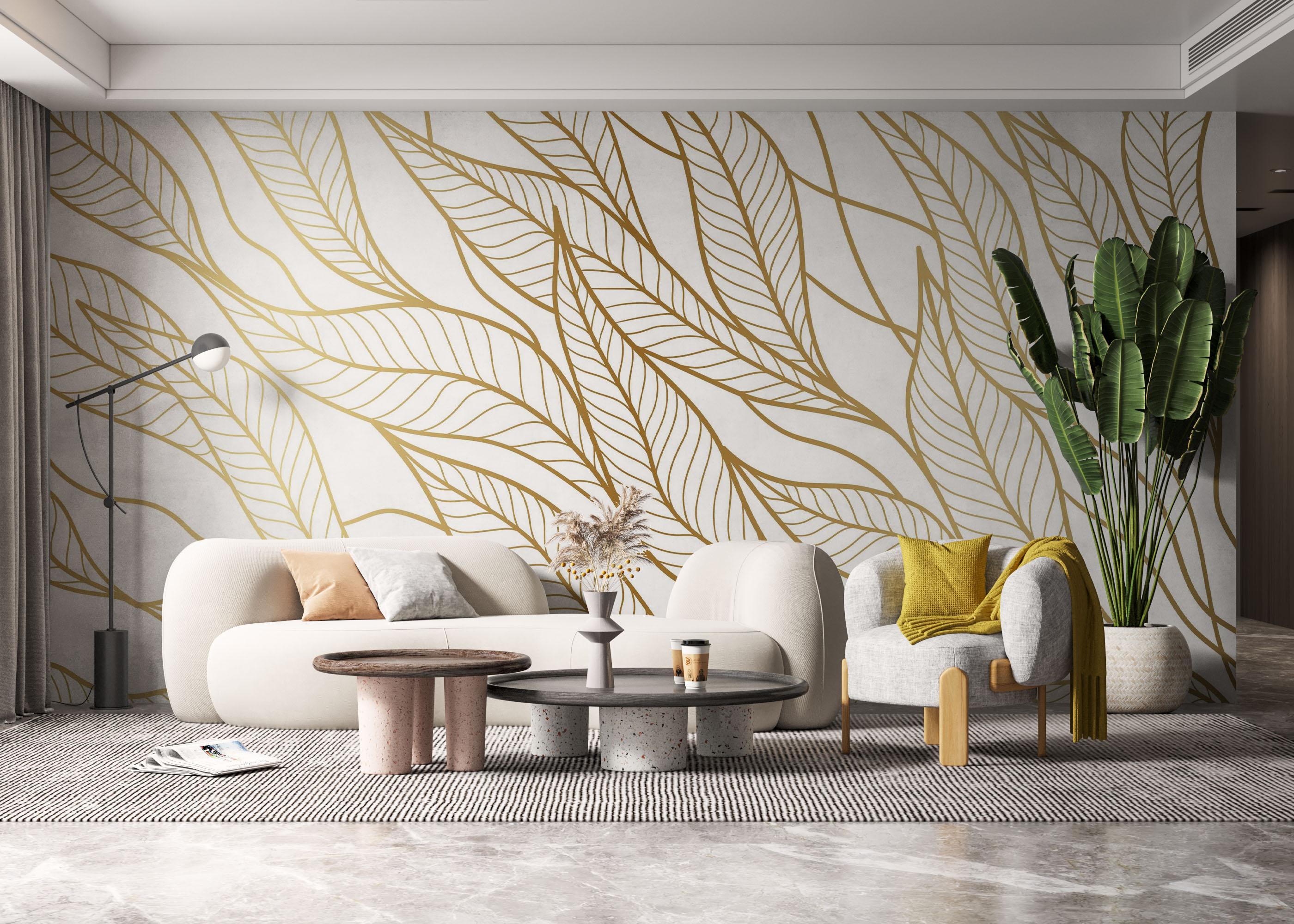 Fototapet Flying Gold Leaves mockup 6