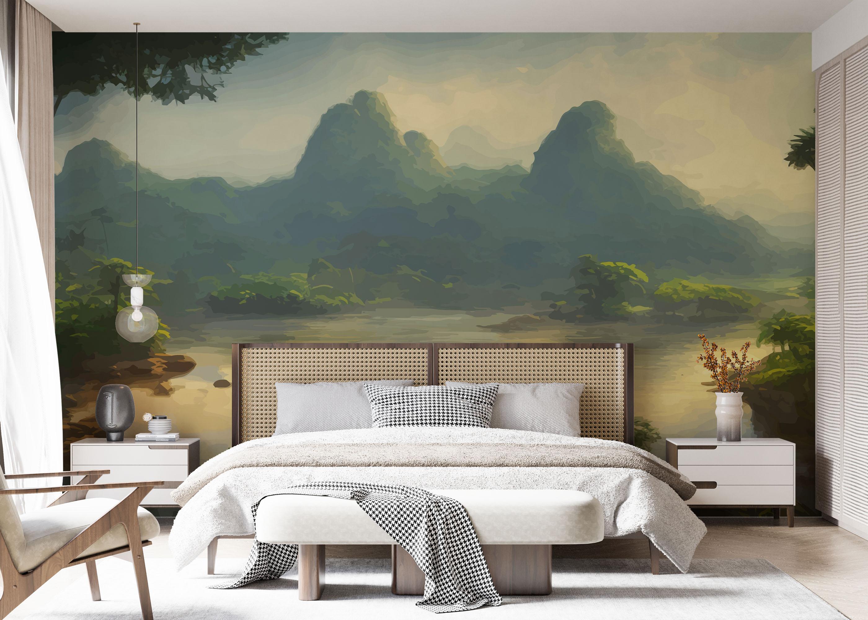 Fototapet Beautiful Jungle Lake mockup 7