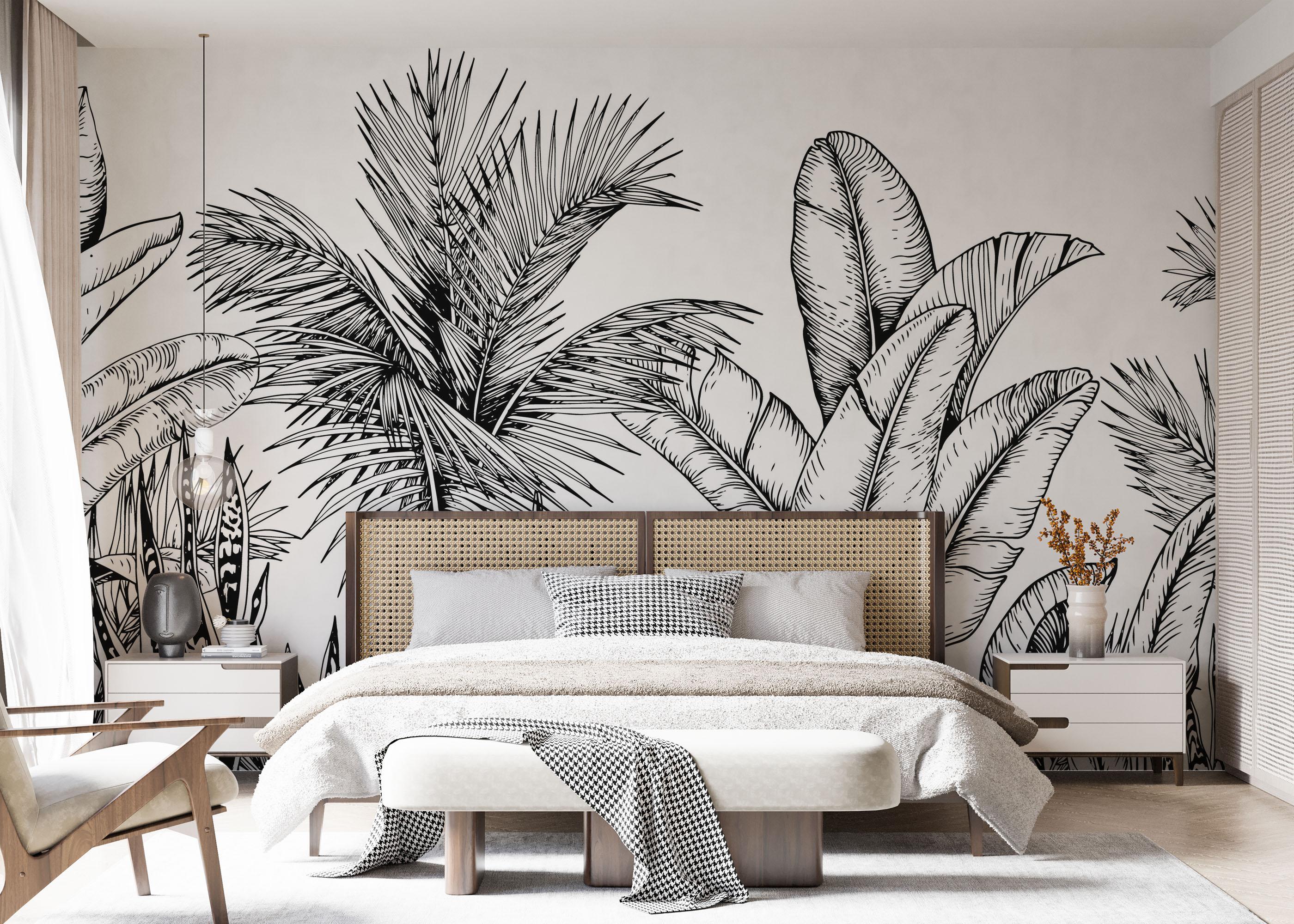 Fototapet Black White Jungle mockup 7