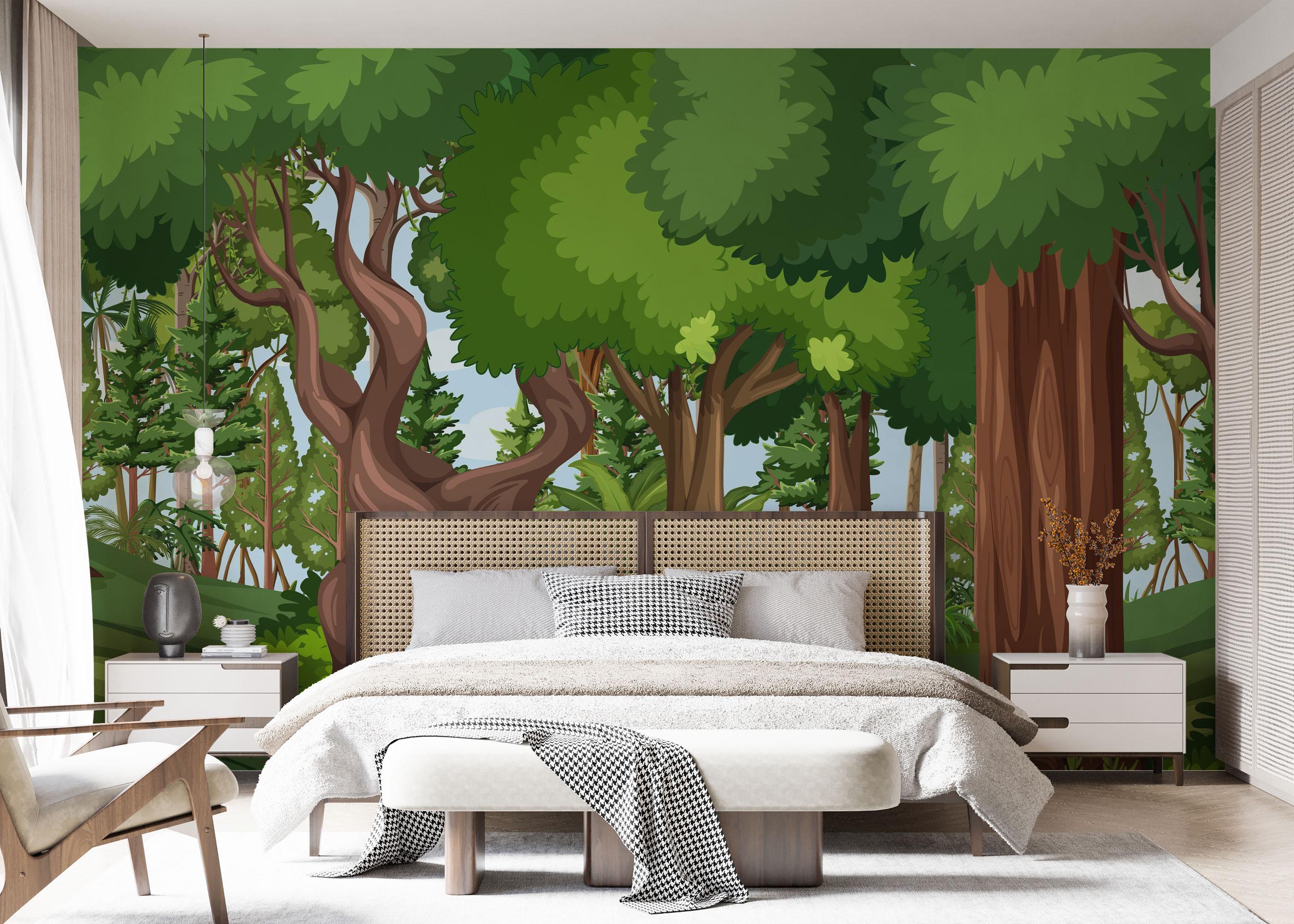 Fototapet Cantoon Jungle Tree mockup 7