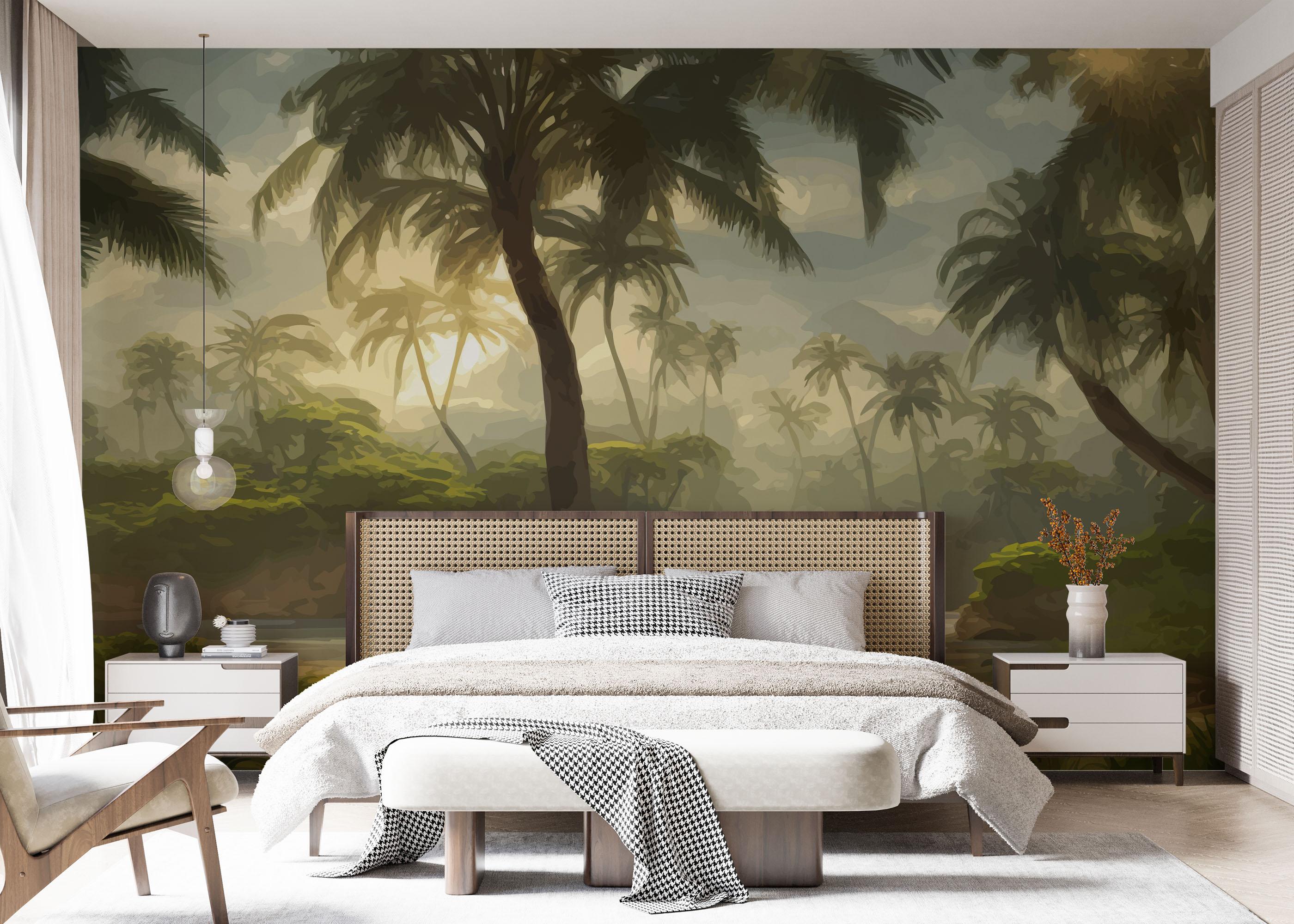 Fototapet Foggy Palm Jungle mockup 7